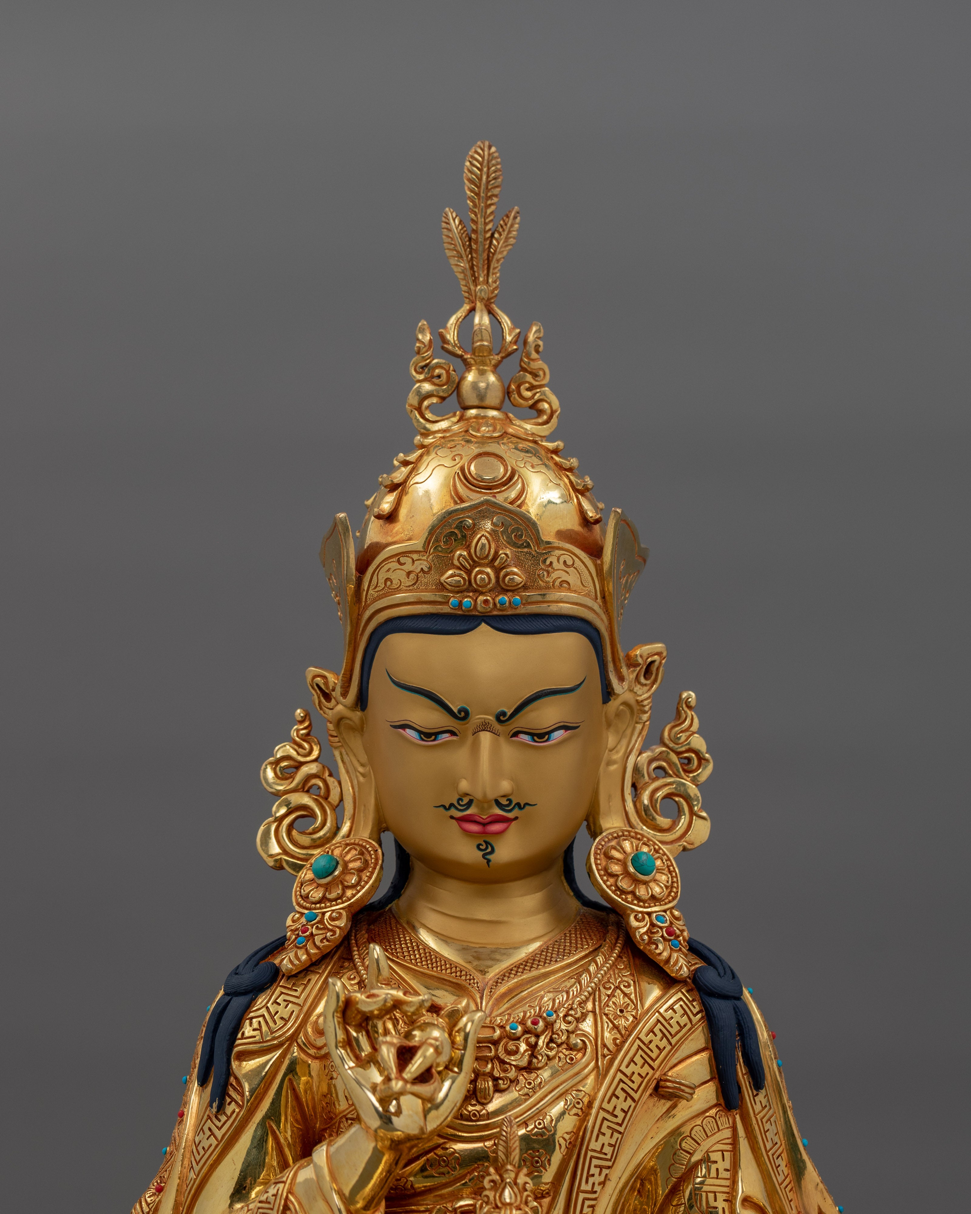 Hand-Carved Semi-Wrathful Guru Tsokye Dorje Statue | Enlightened Guru