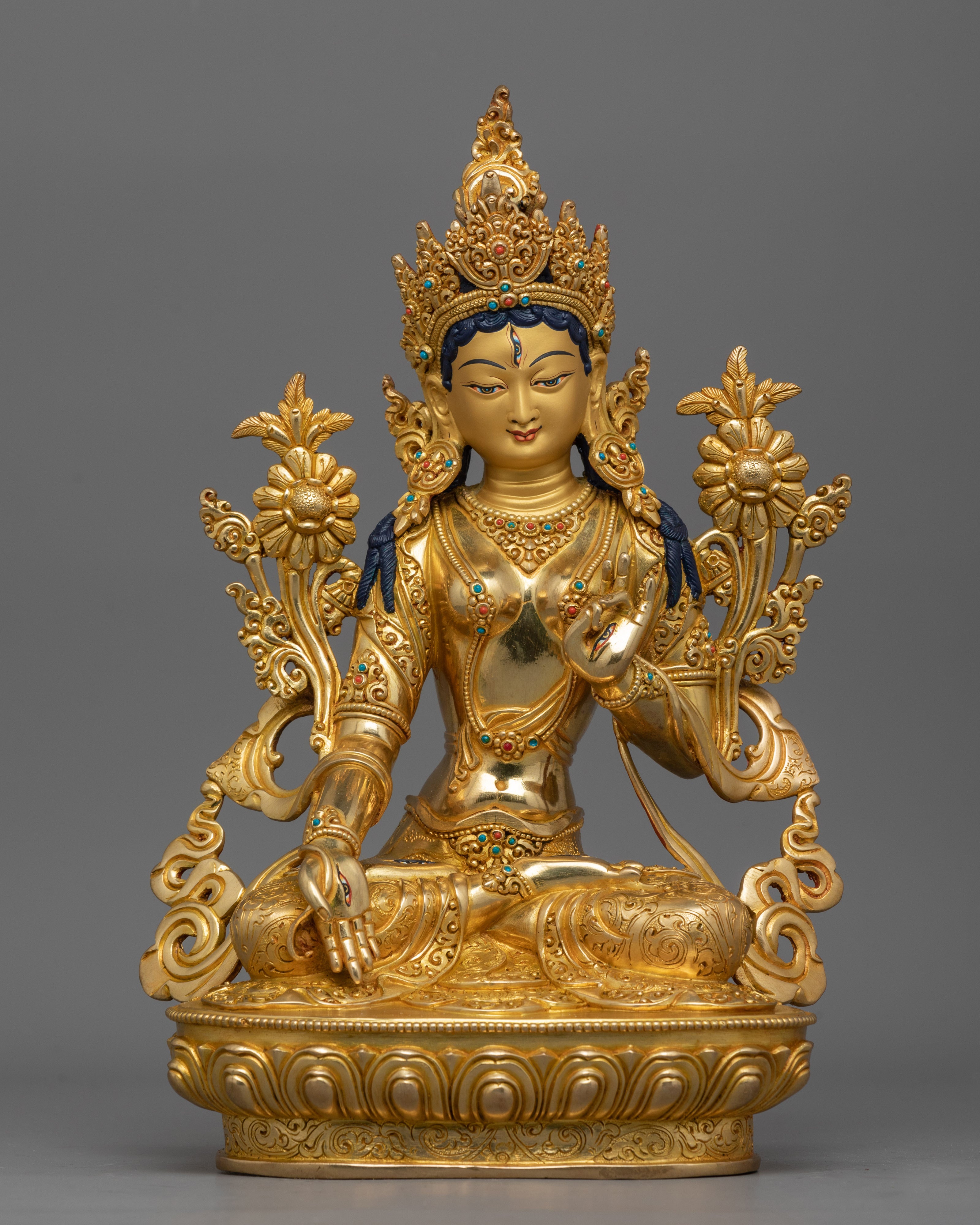 Hand-Carved Tibetan Sita Tara (White Tara) Statue | Compassionate Tara