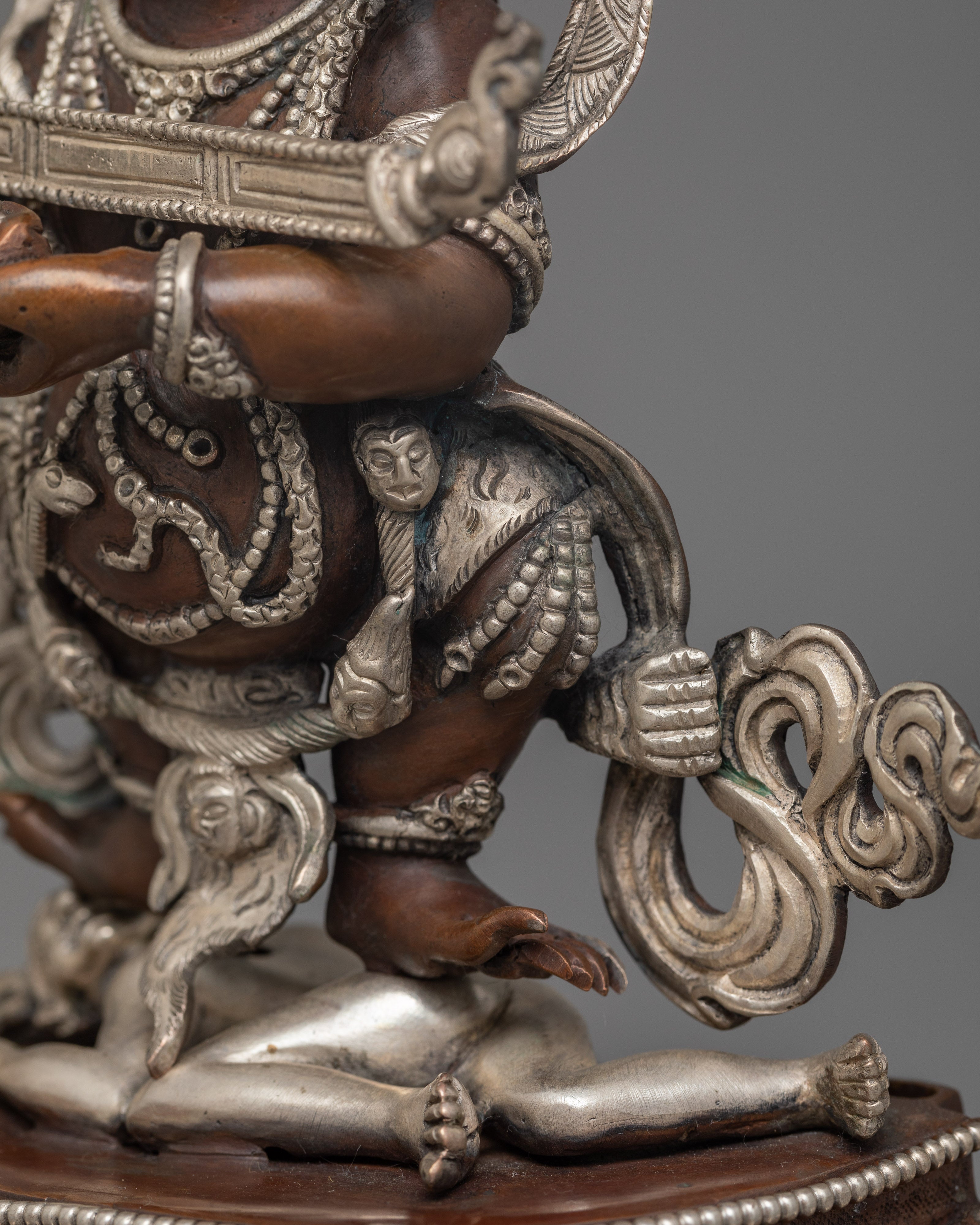 Hand-Carved Protector Deity Sakya Mahakala Statue | Sacred Mahakala