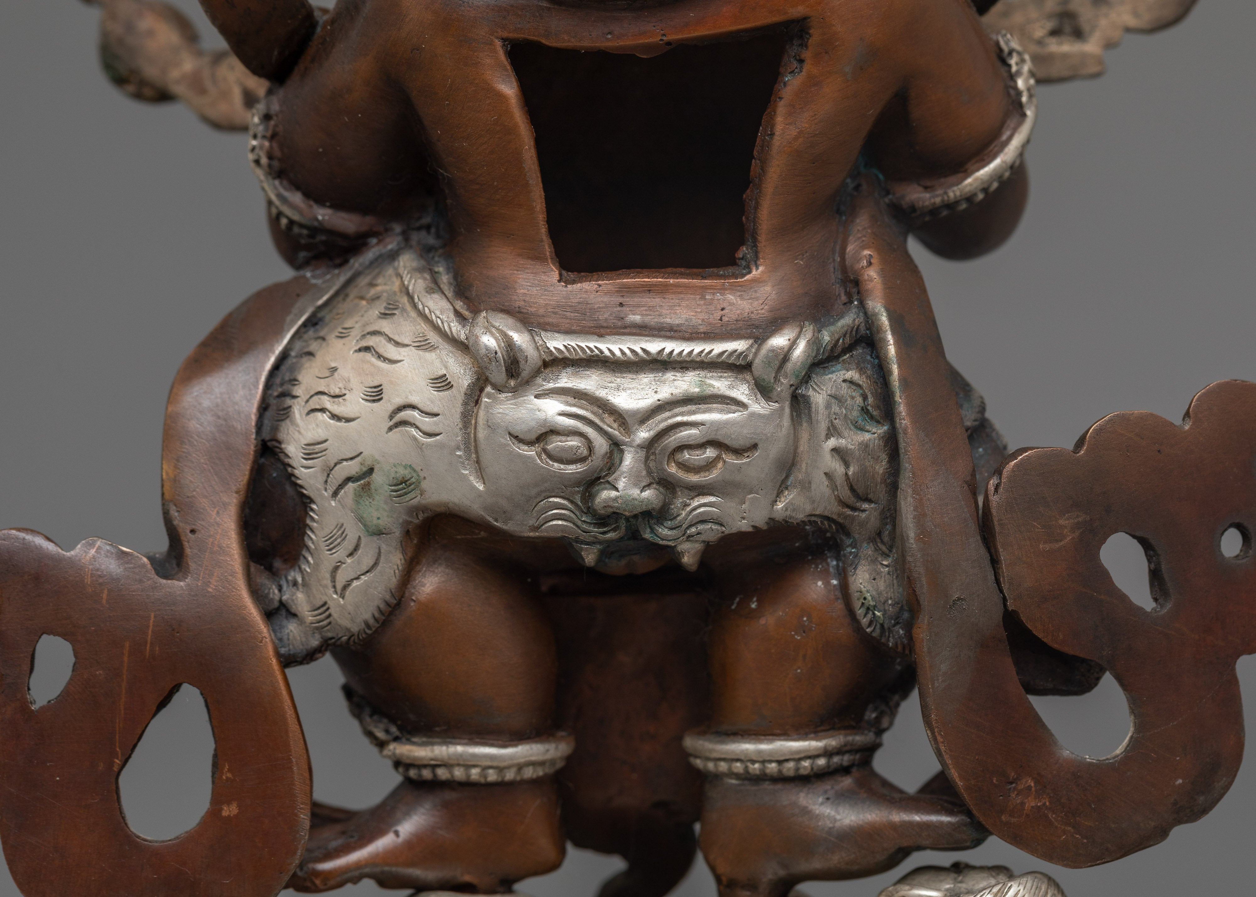 Hand-Carved Protector Deity Sakya Mahakala Statue | Sacred Mahakala