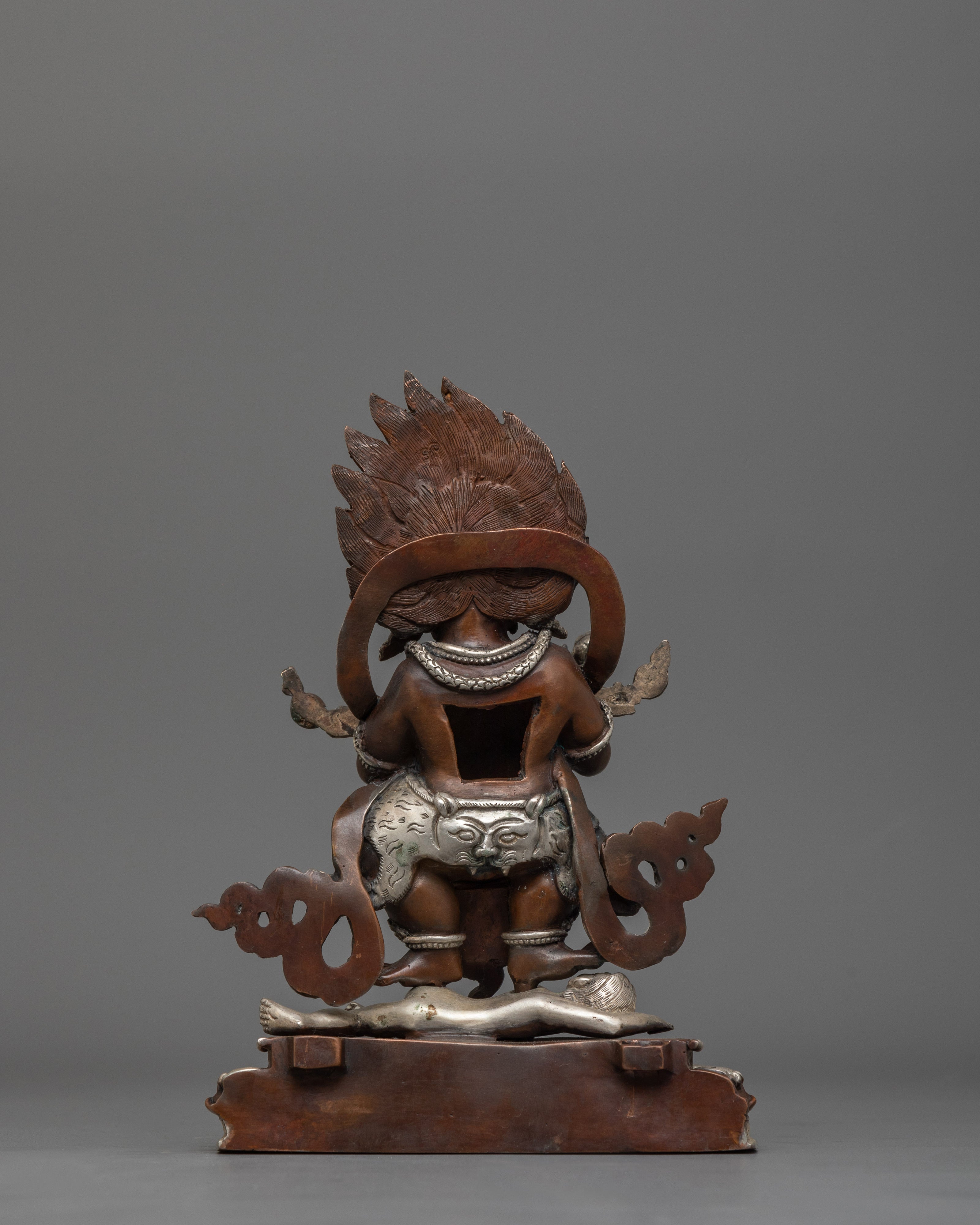 Hand-Carved Protector Deity Sakya Mahakala Statue | Sacred Mahakala