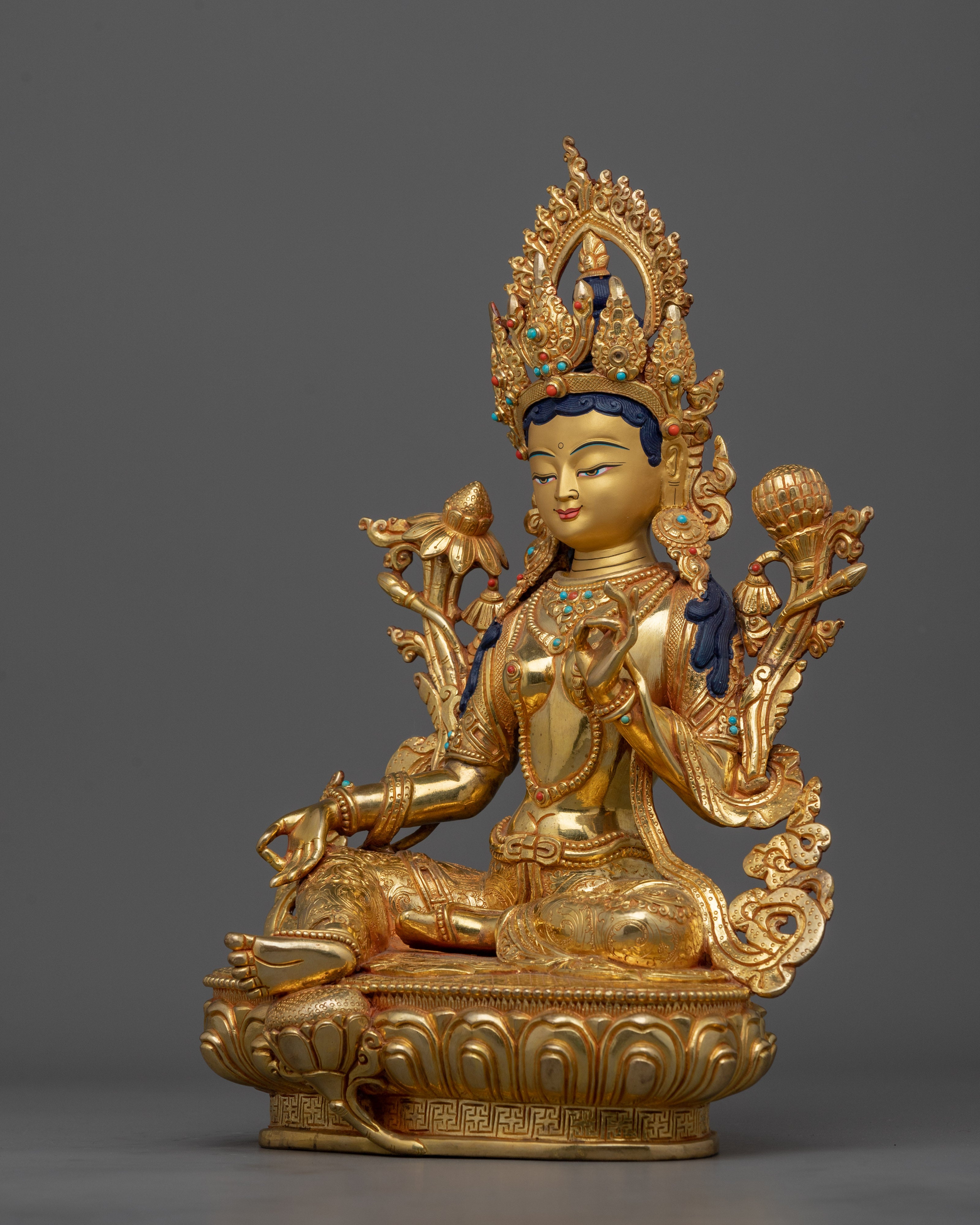 Green Tara Pure Land Statue | Compassionate Shri Goddess