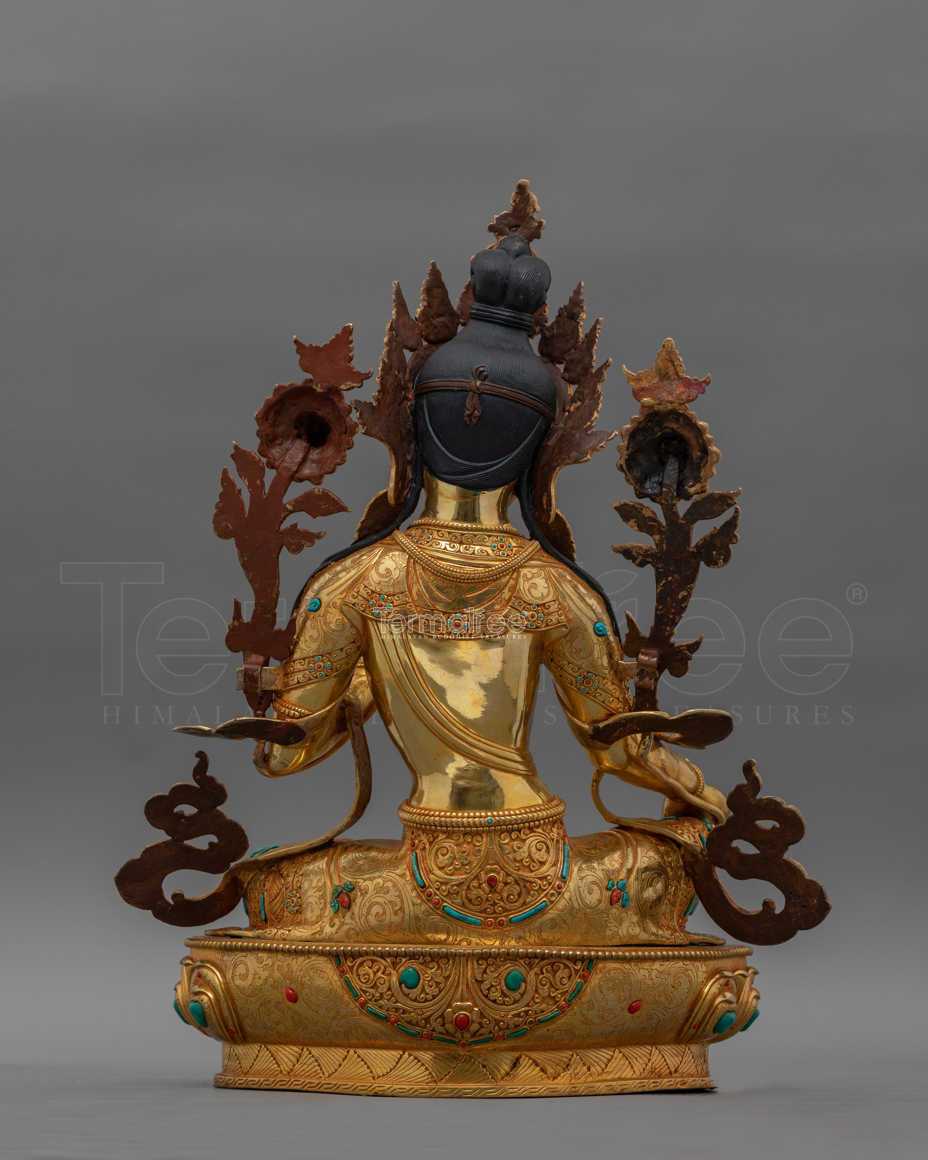 Hand-Carved Green Tara Compassionate Deity Statue | Tibetan Sculpture