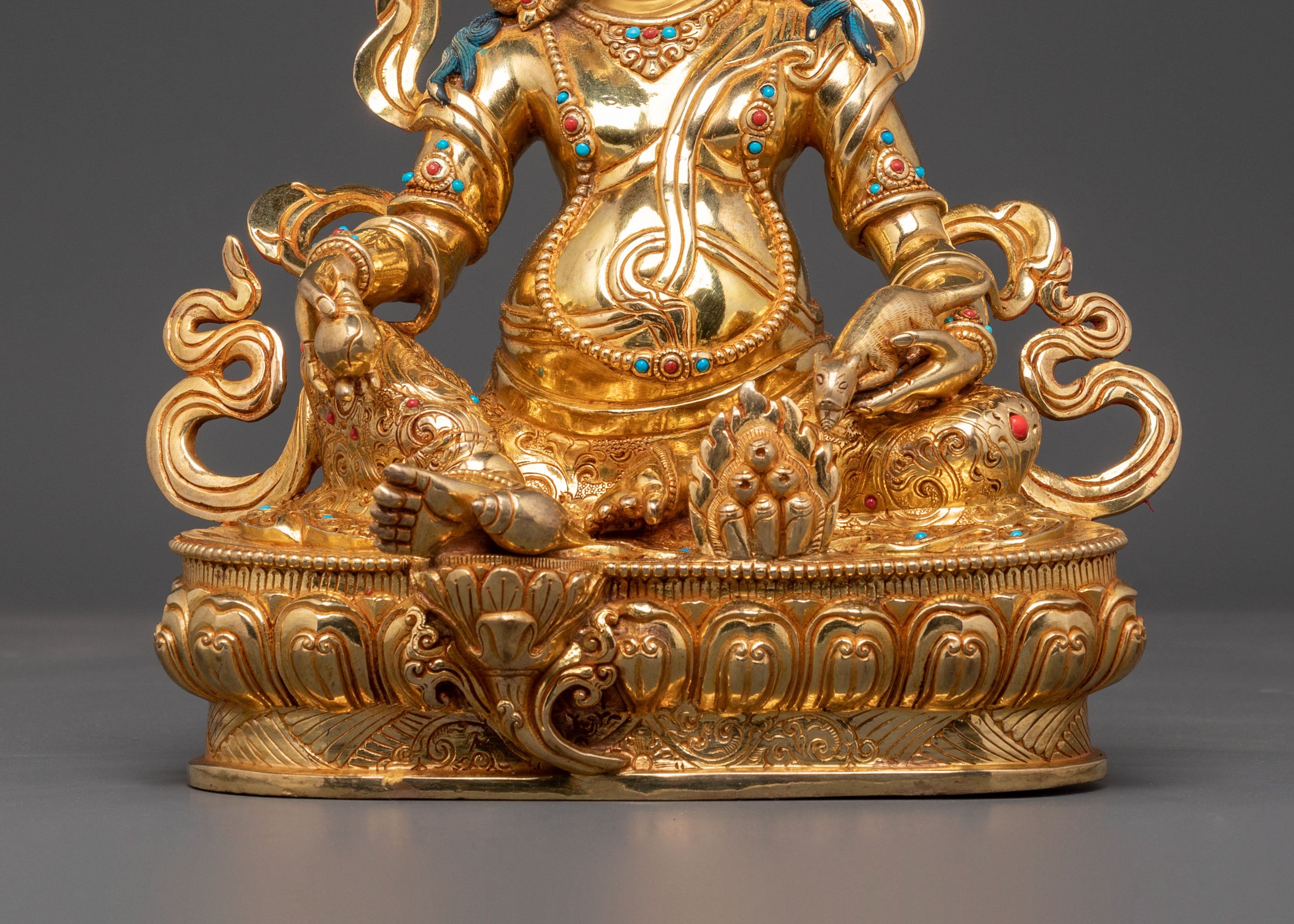 Dzambhala Fortune Icon Tibetan Artwork | Wealth Deity Sculpture