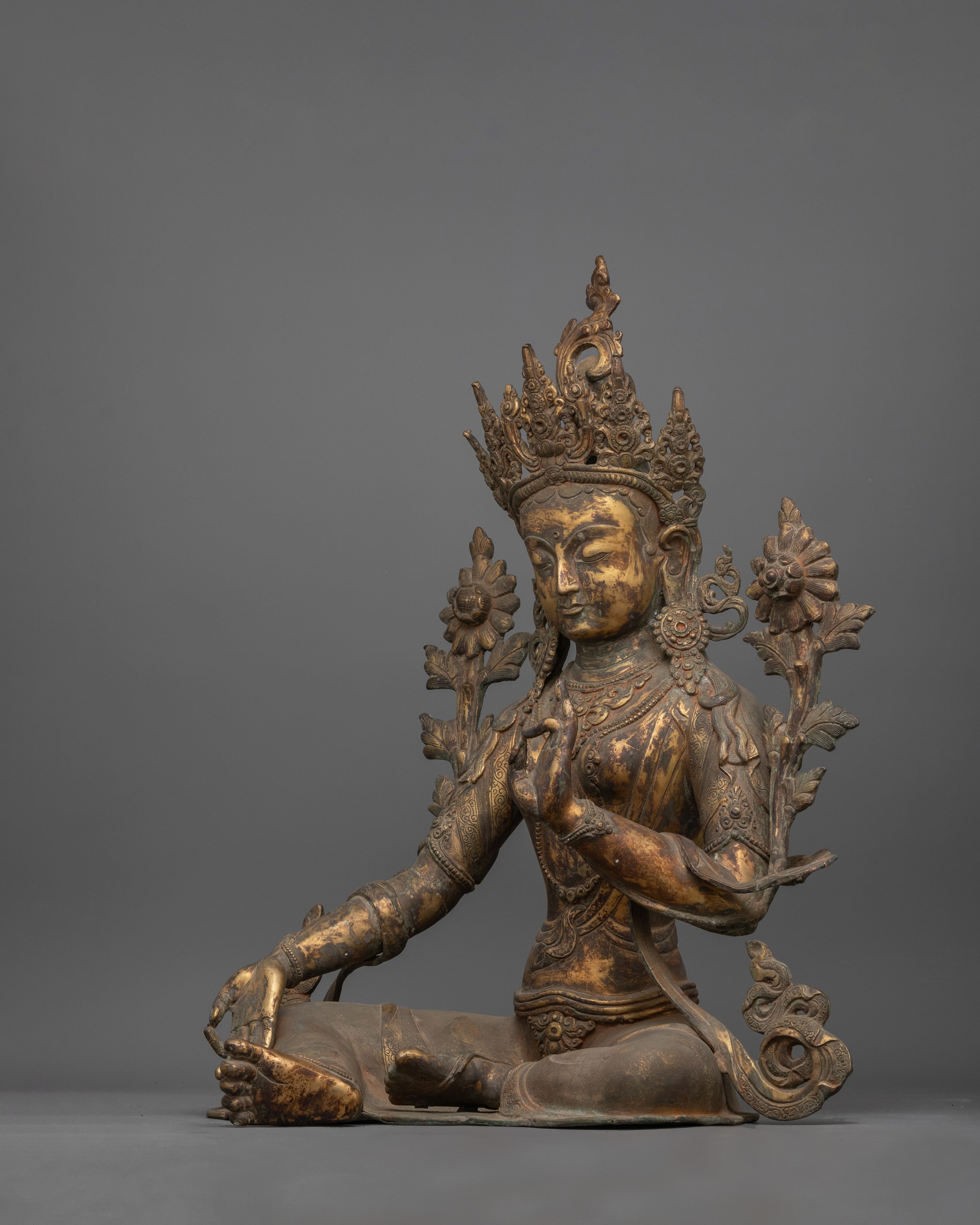 Enlightened Antique Green Tara Statue | Himalayan Artwork