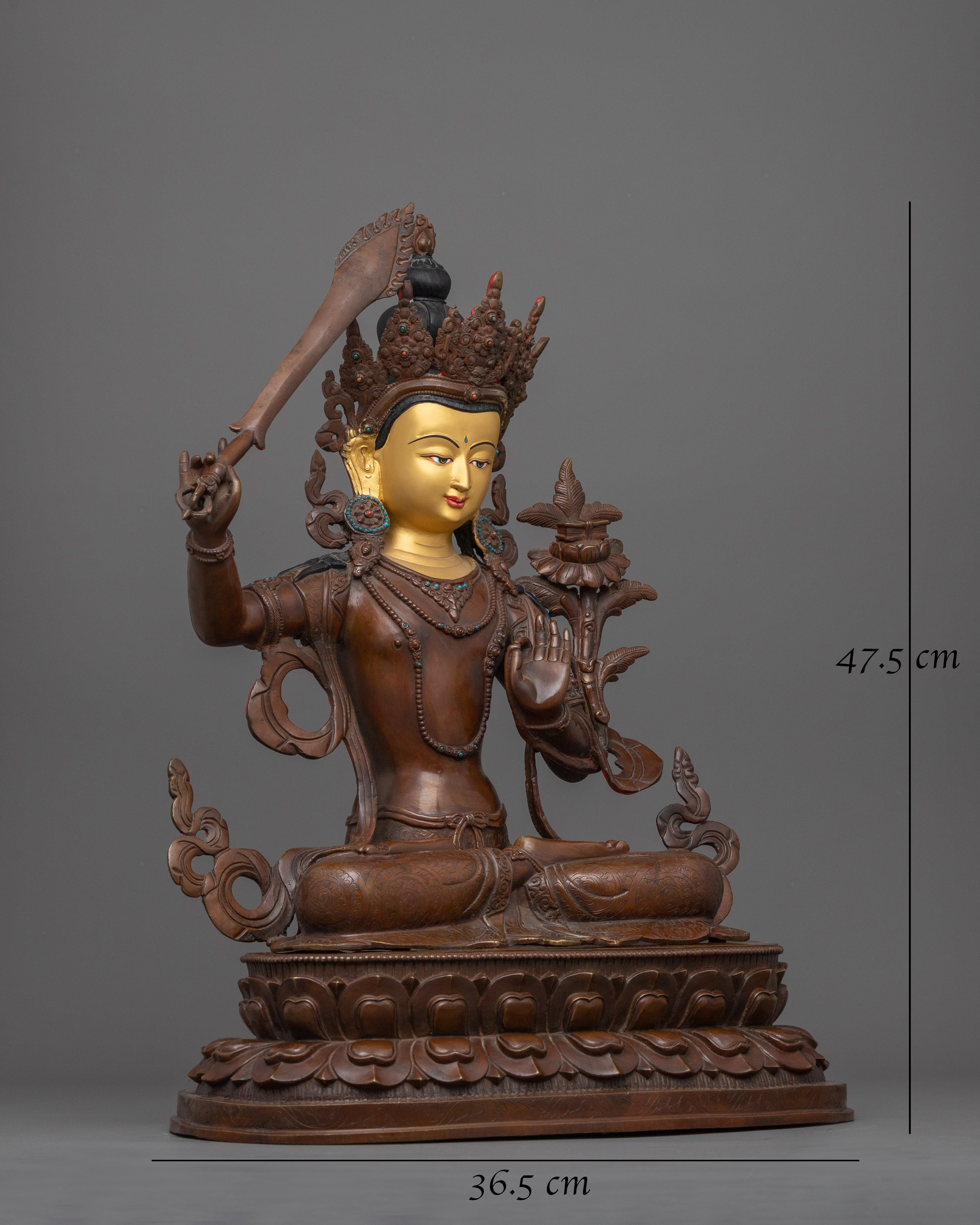 Perfection of Wisdom Manjushri Statue | Hancrafted Oxidized Copper Body