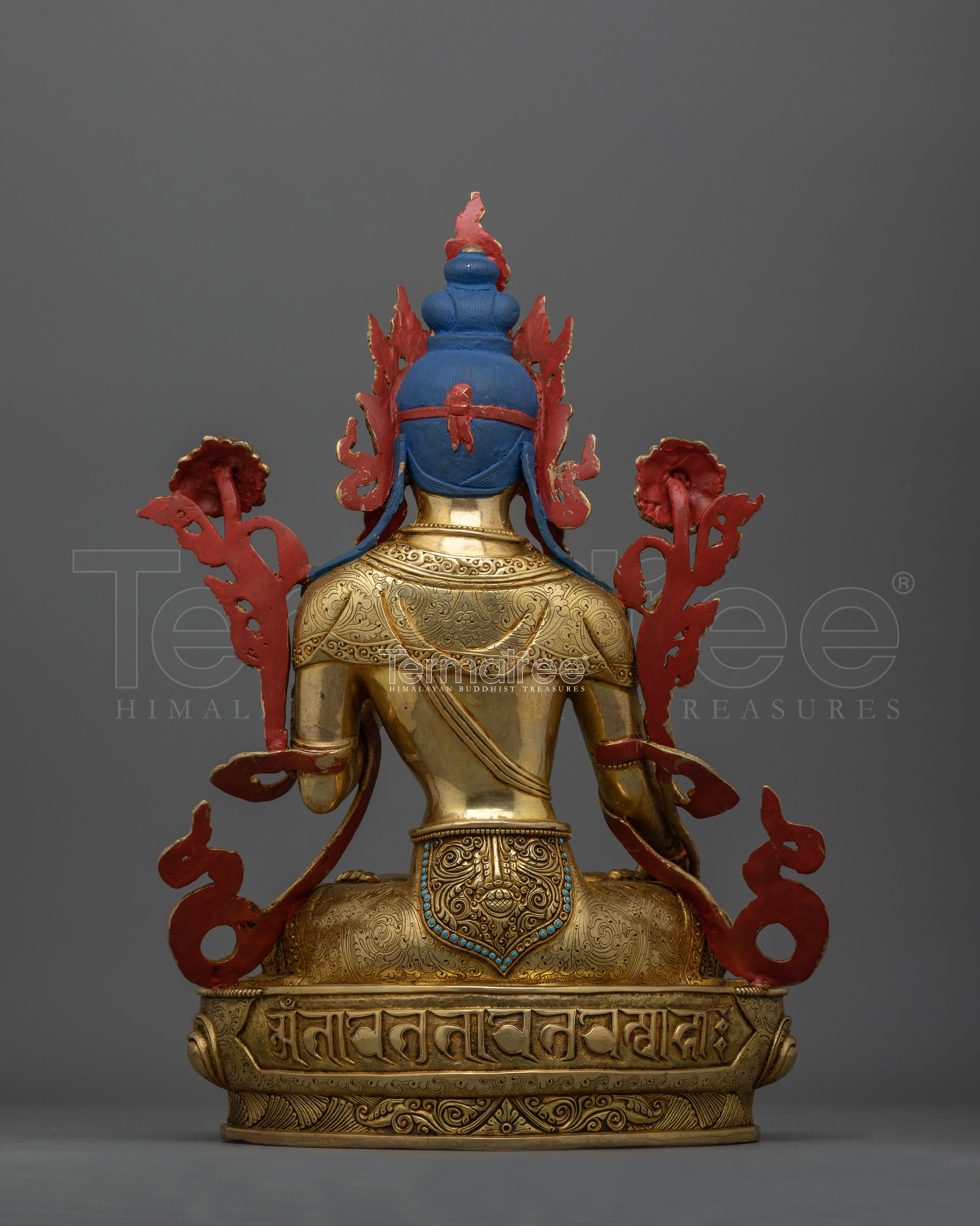 Seven Eyed White Tara Statue | 24K Gold Gilded Copper Sculpture of Sitatara