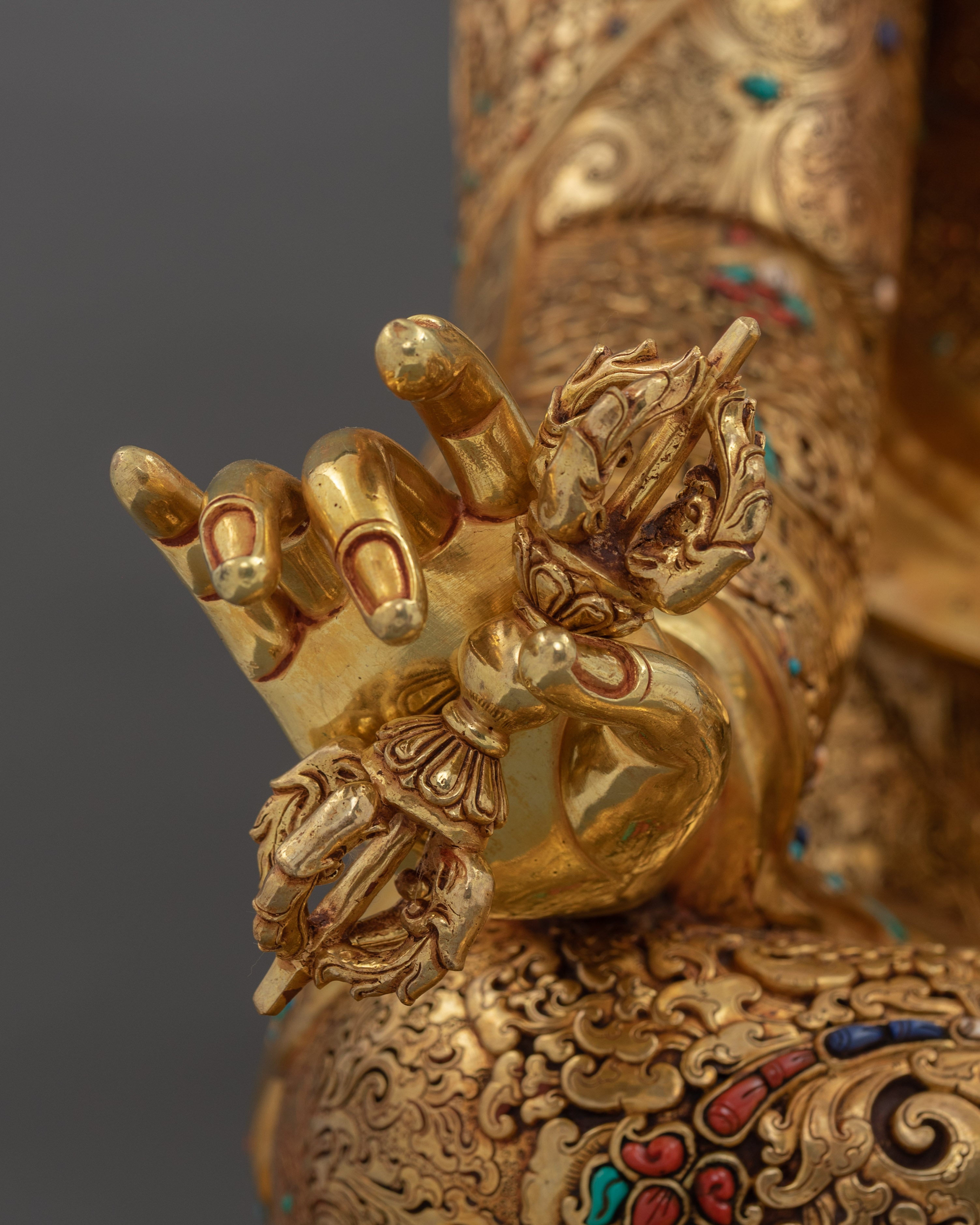 Lotus Born Traditional Tibetan Guru Rinpoche Statue | Religious Buddhist Art