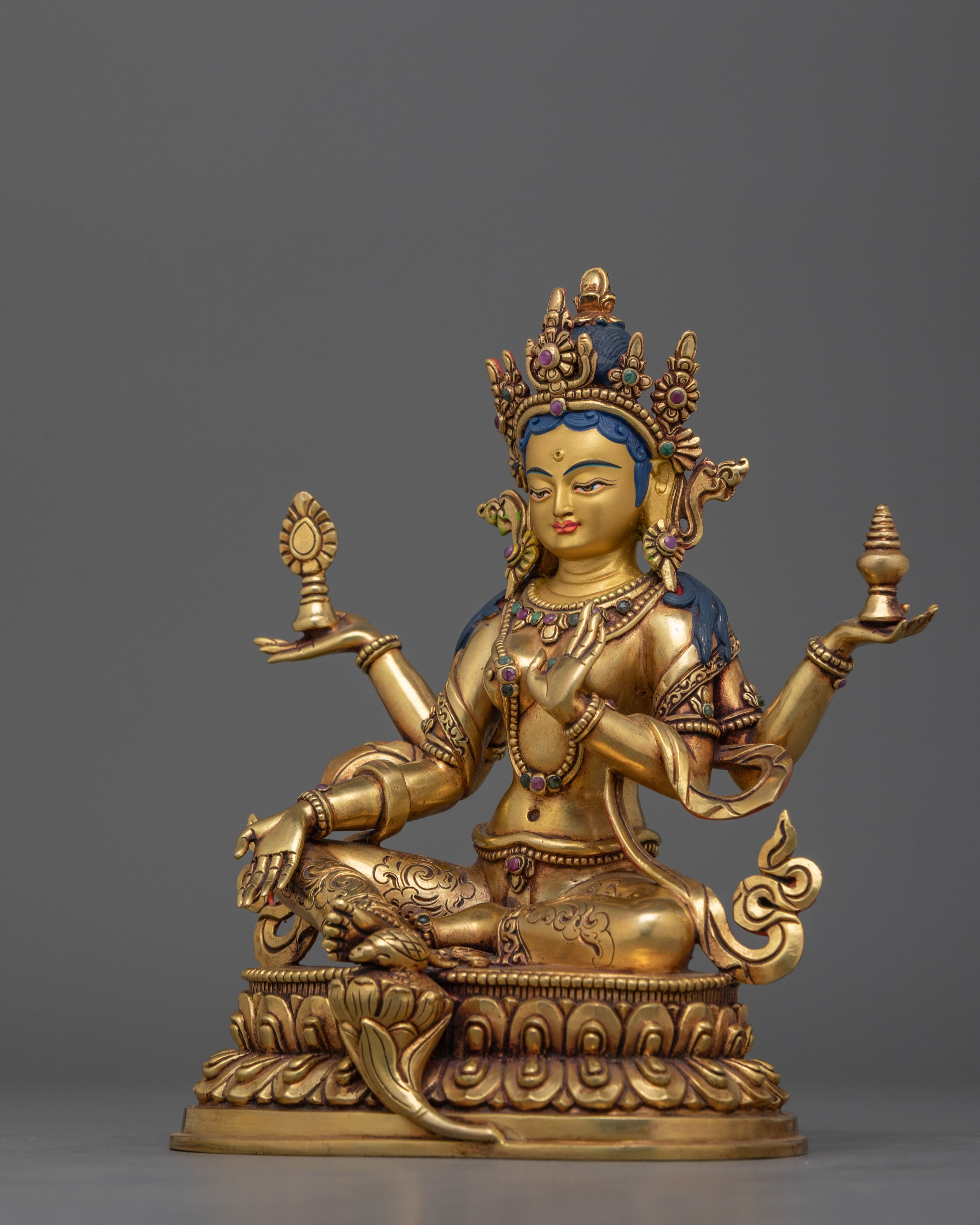 Handcrafted 24K Gold-Gilded Lakshmi Statue | Goddess of Wealth and Prosperity