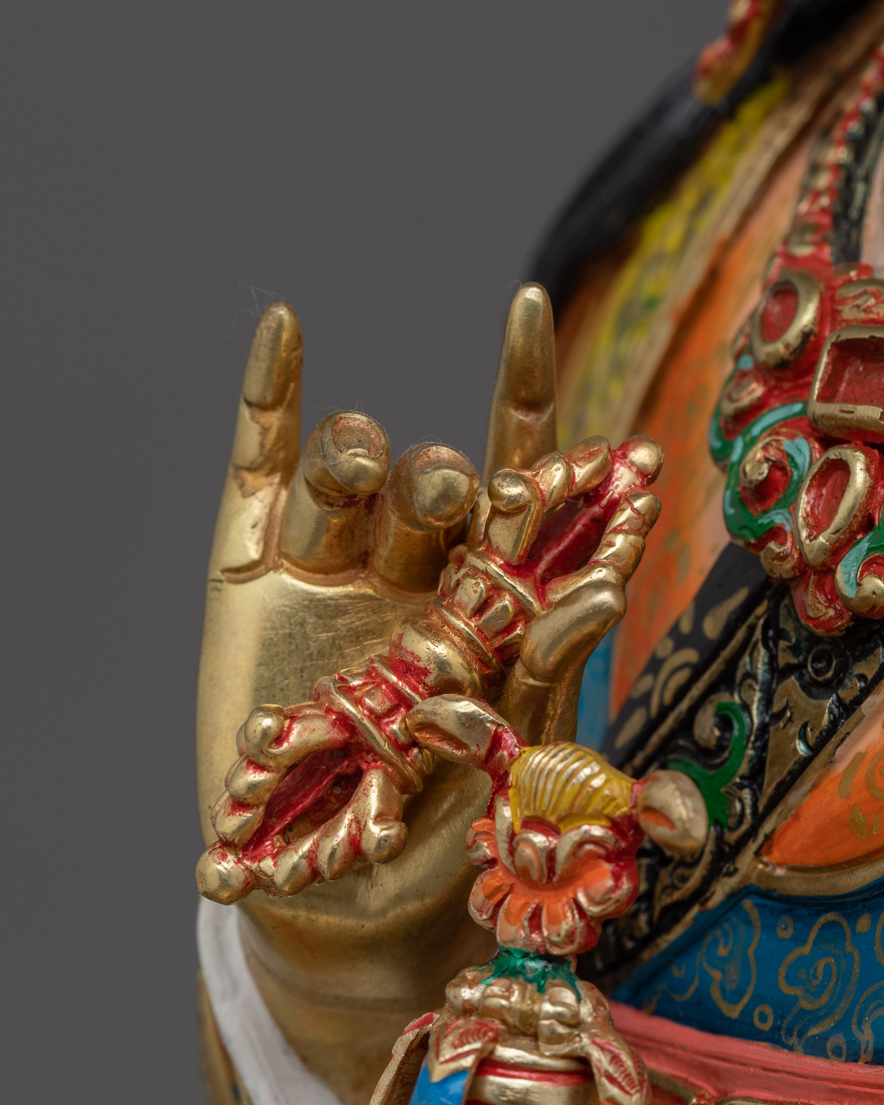 Buddhist figure Guru Rinpoche | 24K Gold Gilded Padmasambhava Statue