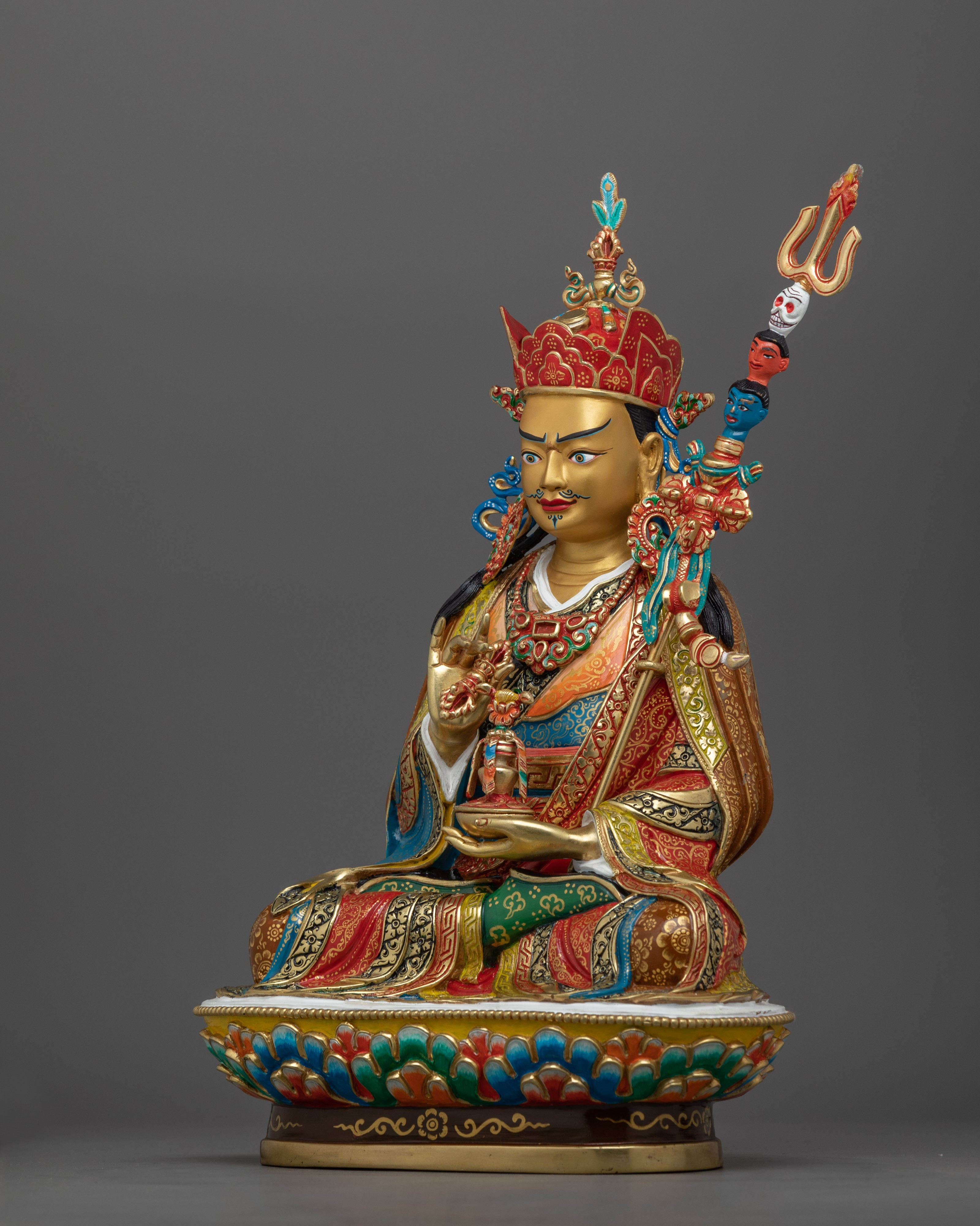 Buddhist figure Guru Rinpoche | 24K Gold Gilded Padmasambhava Statue