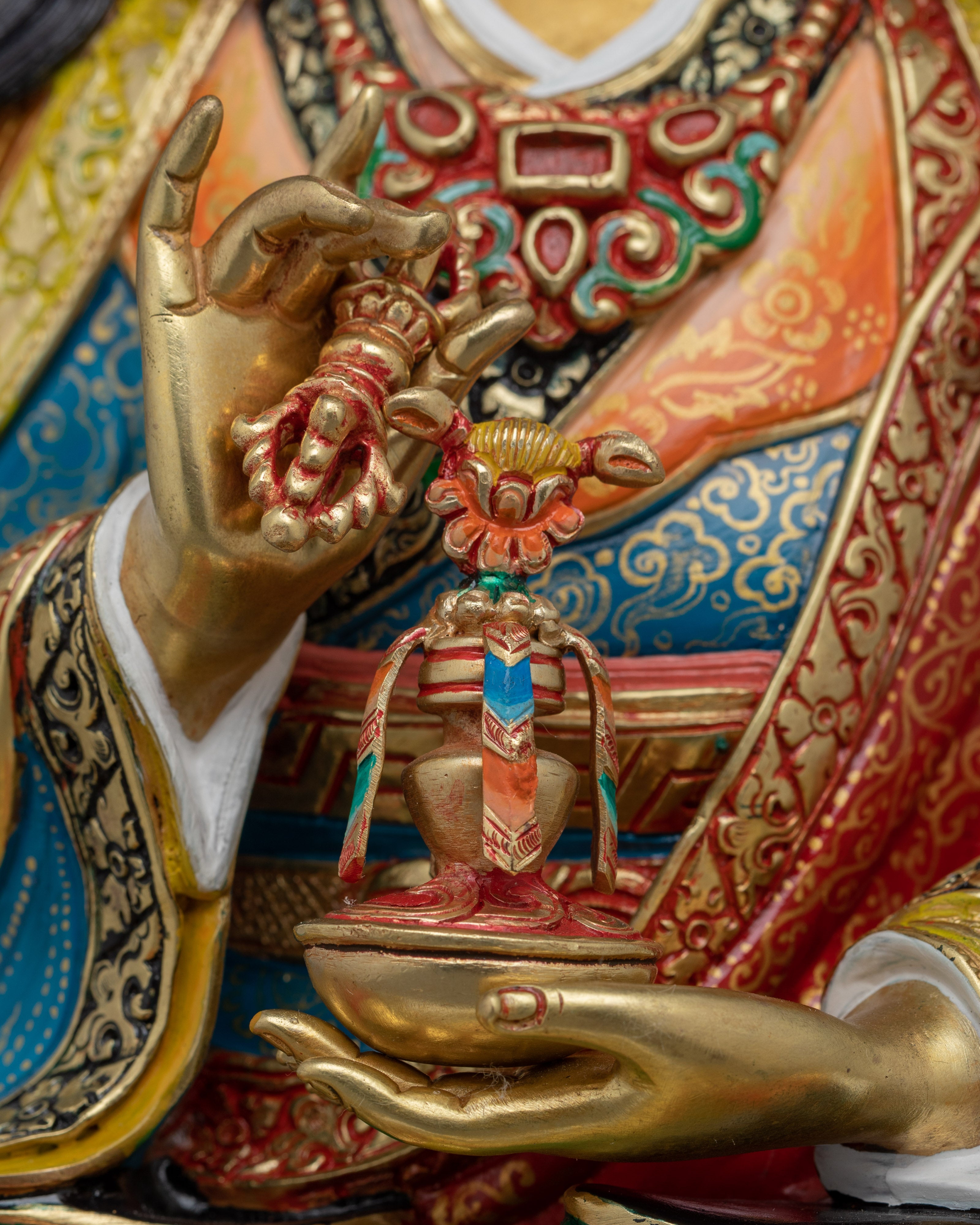 Buddhist figure Guru Rinpoche | 24K Gold Gilded Padmasambhava Statue