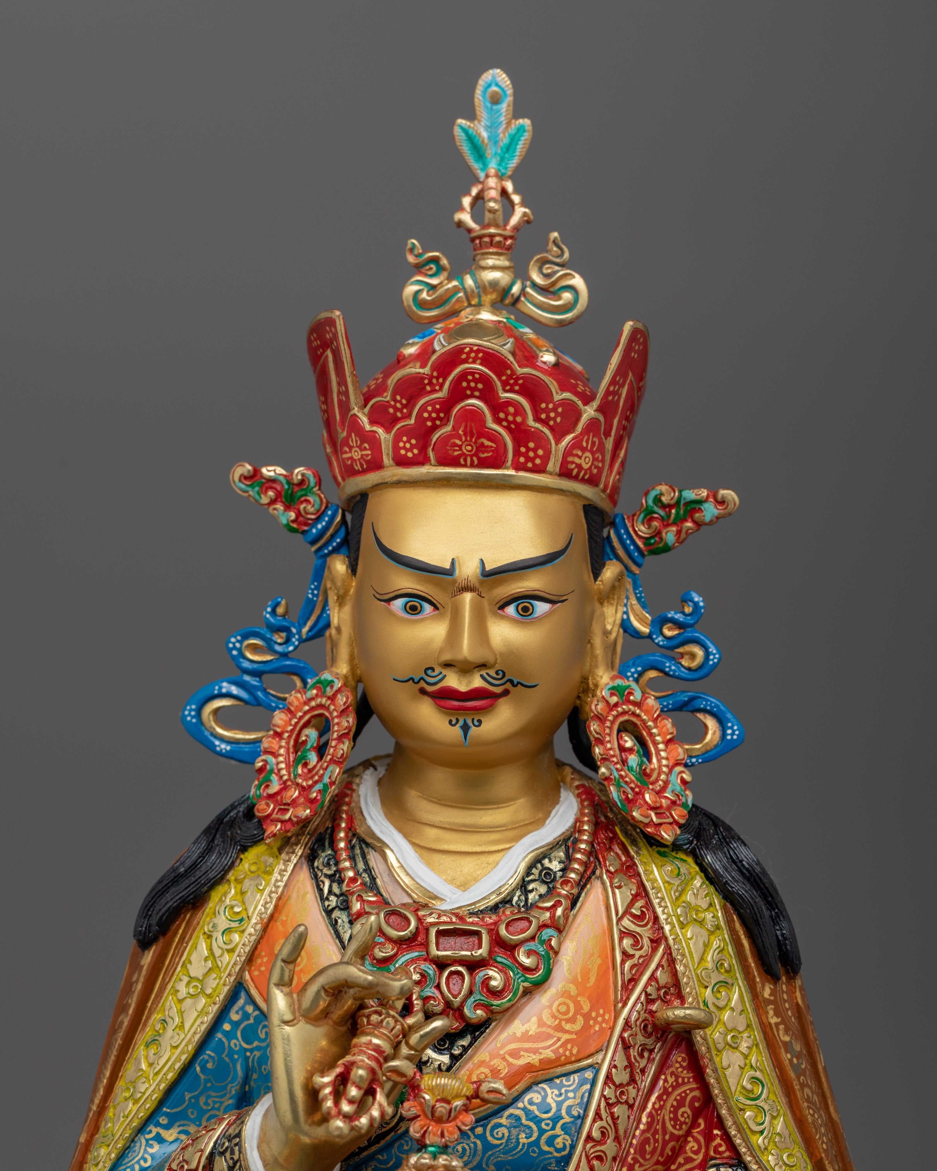 Buddhist figure Guru Rinpoche | 24K Gold Gilded Padmasambhava Statue