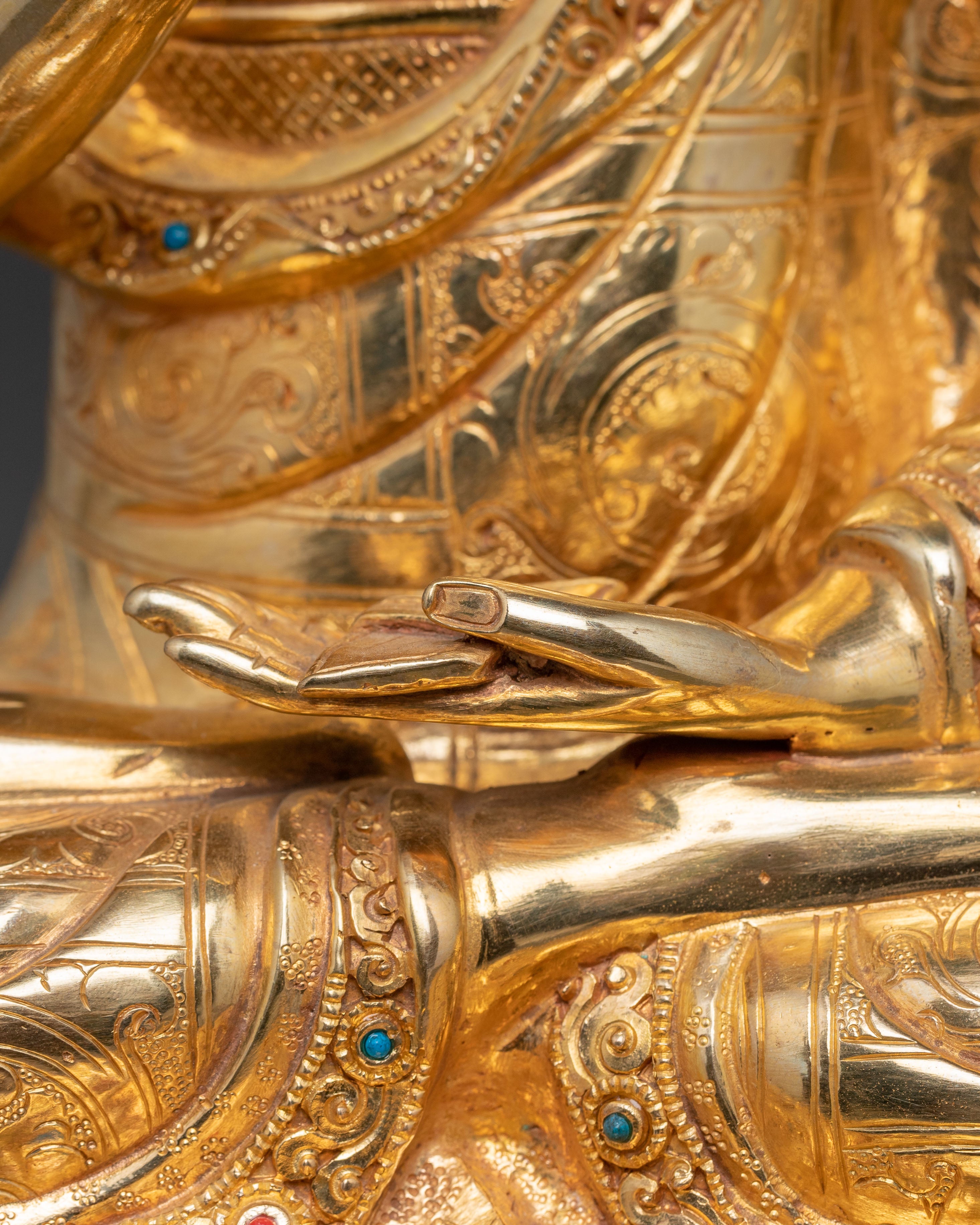 Handmade Tsongkhapa, Je Gyaltsab, and Je Khedrup Statues Set | Three Principal Masters