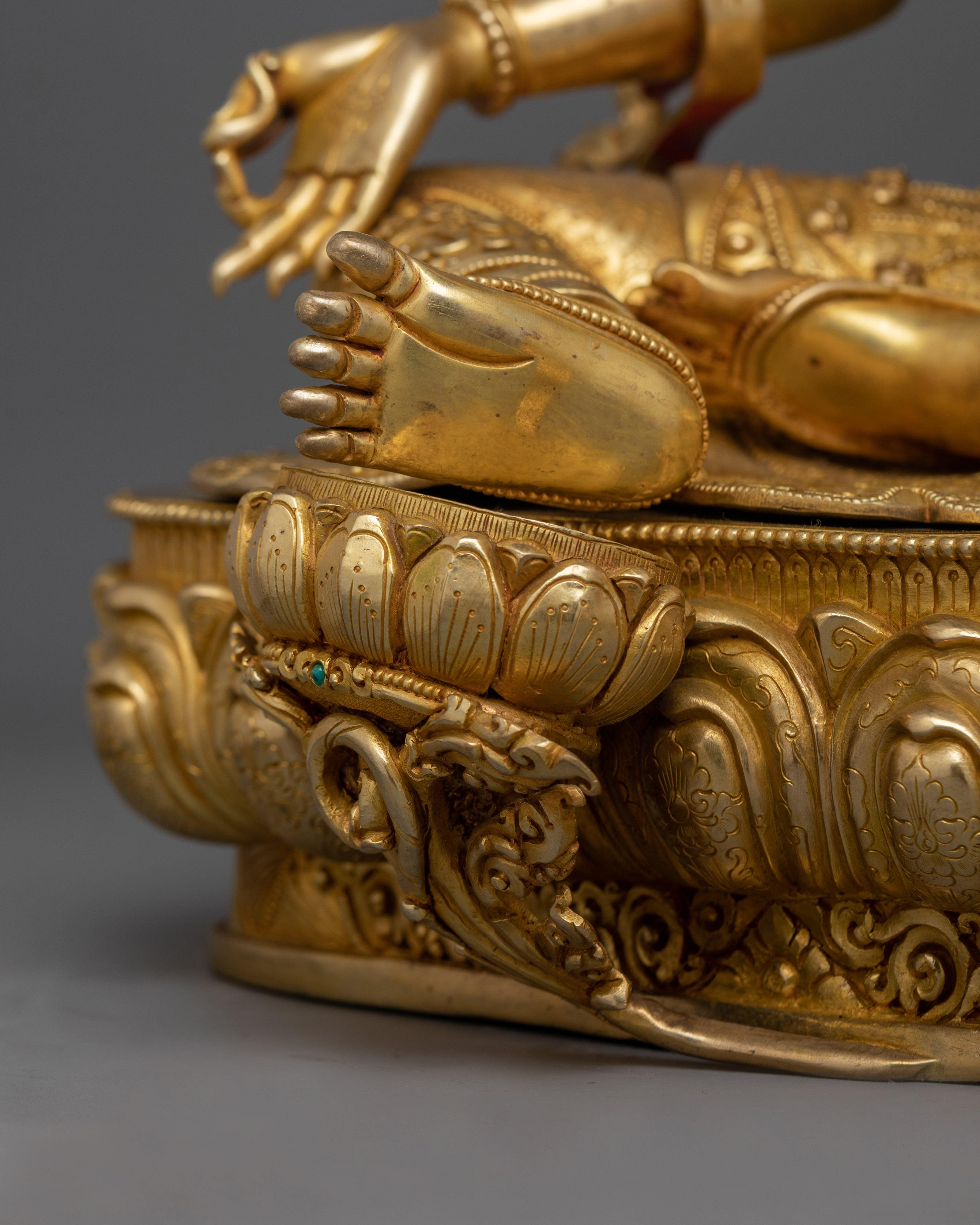 Green Tara Gold Gilded compassionate deity | Bodhisattva of Compassion, protection Deity