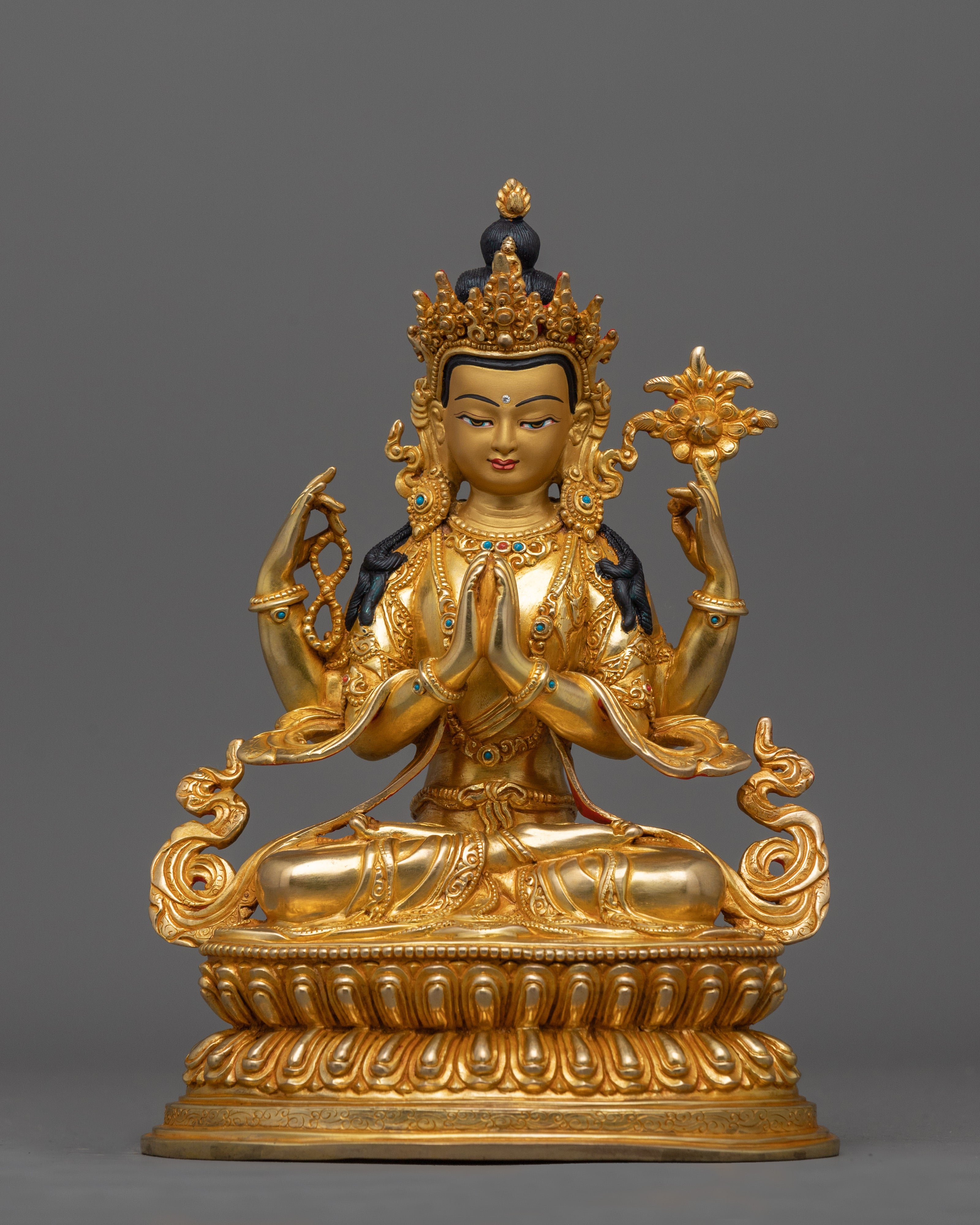 Chenrezig Four-Armed Avalokiteshvara Statue | Compassionate Bodhisattva Buddhism Deity