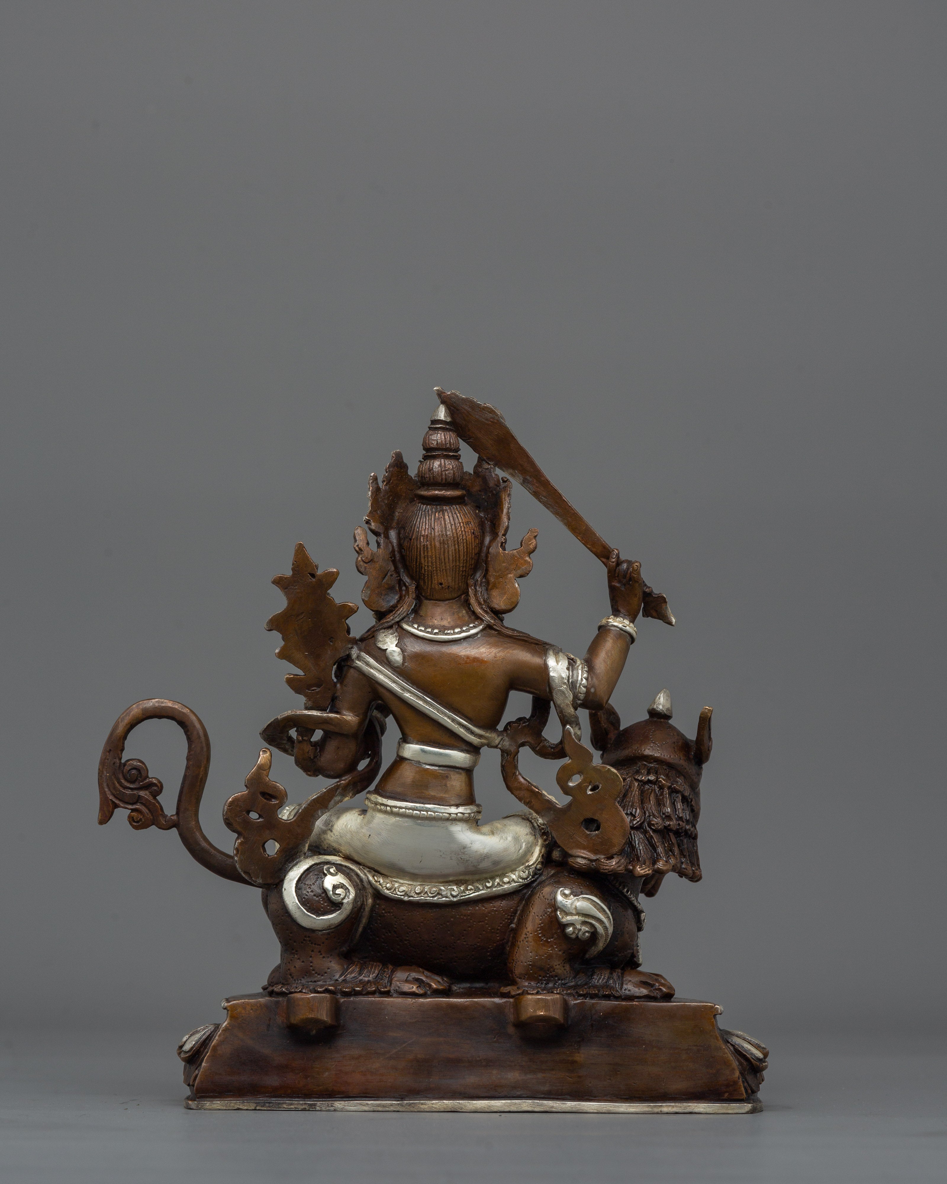 Traditional Sacred Simhanada Manjushri Statue | Embodiment of Wisdom