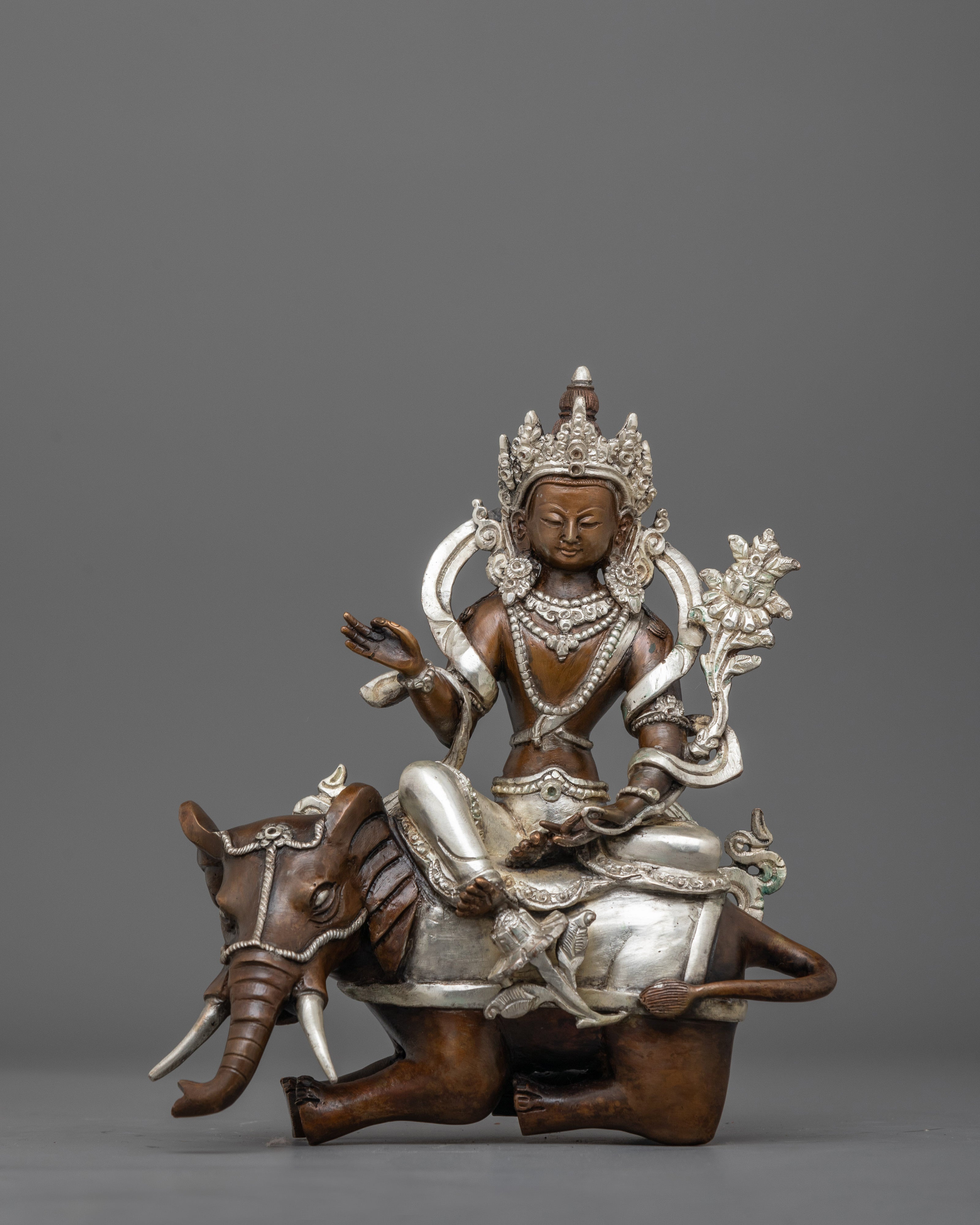 Tradional handcrafted Samantabhadra Statue | Elephant Seated Deity of Benevolence