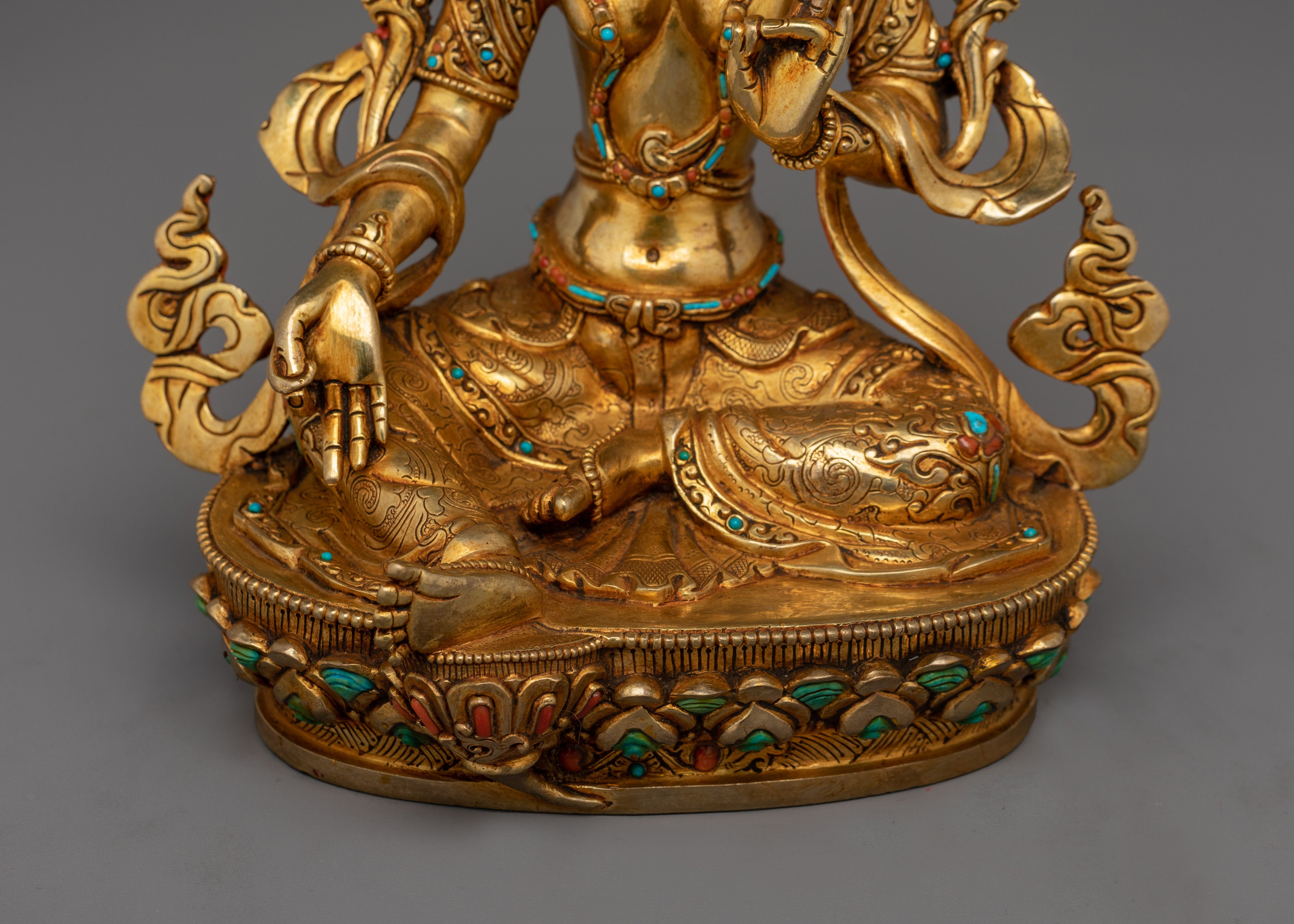 Traditional Buddhist Green Tara Goddess Statue | Protector from Fear Traditional Statue