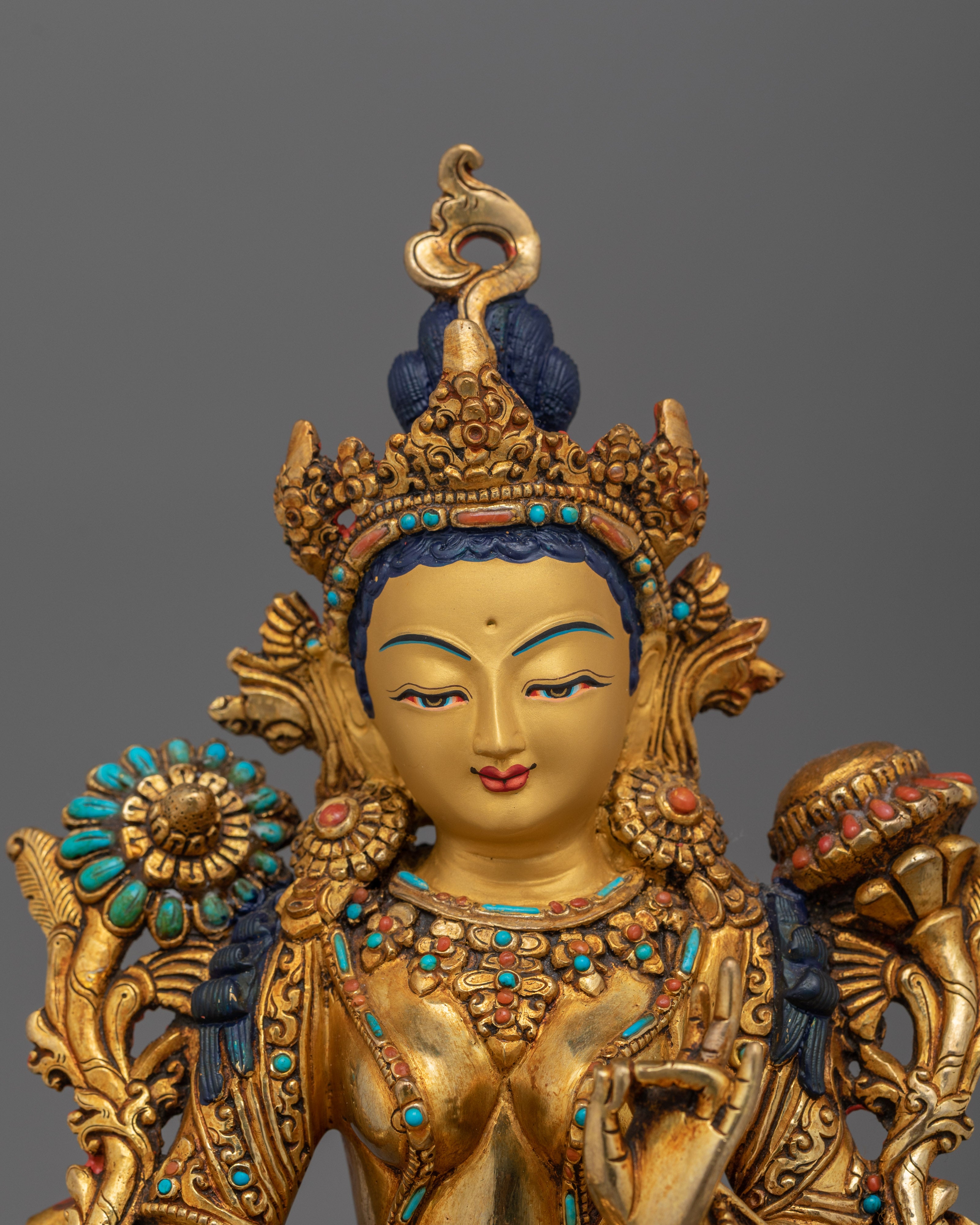 Traditional Buddhist Green Tara Goddess Statue | Protector from Fear Traditional Statue