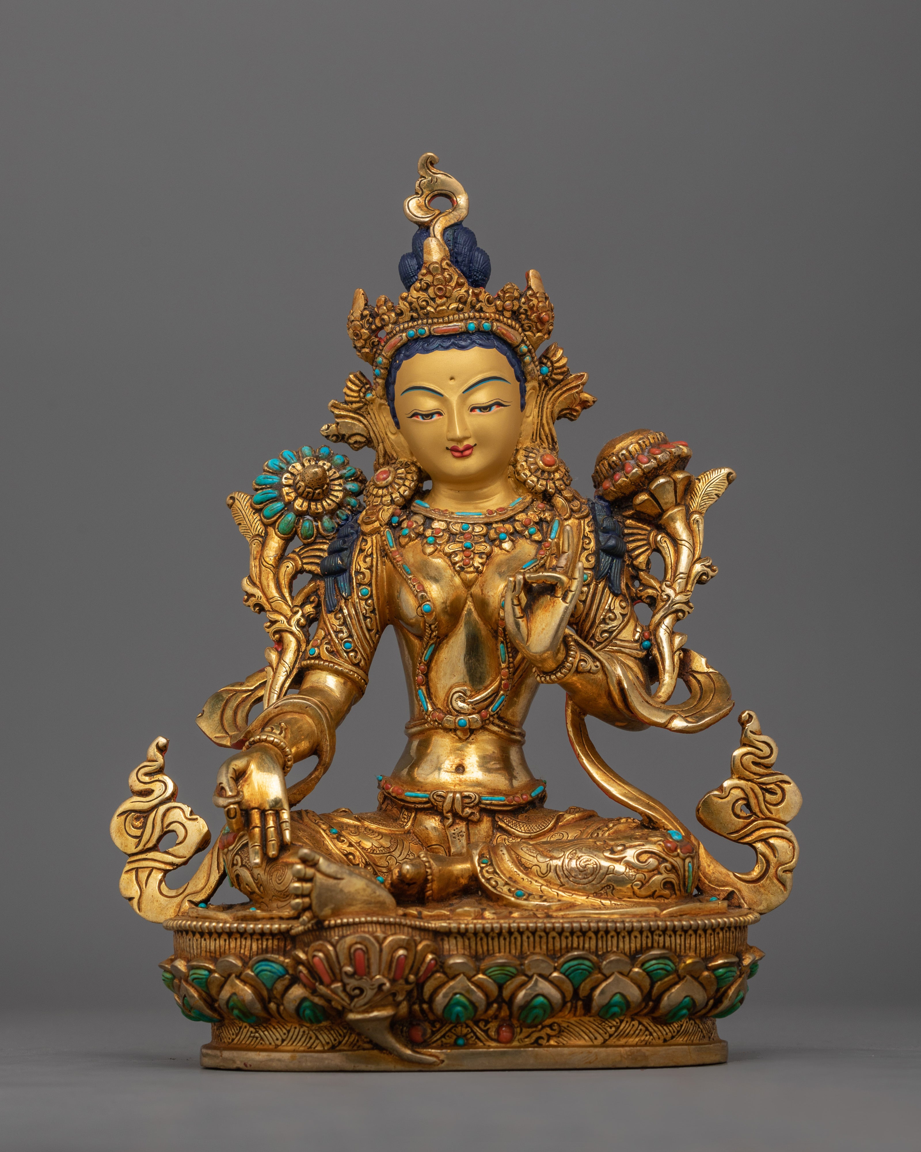Traditional Buddhist Green Tara Goddess Statue