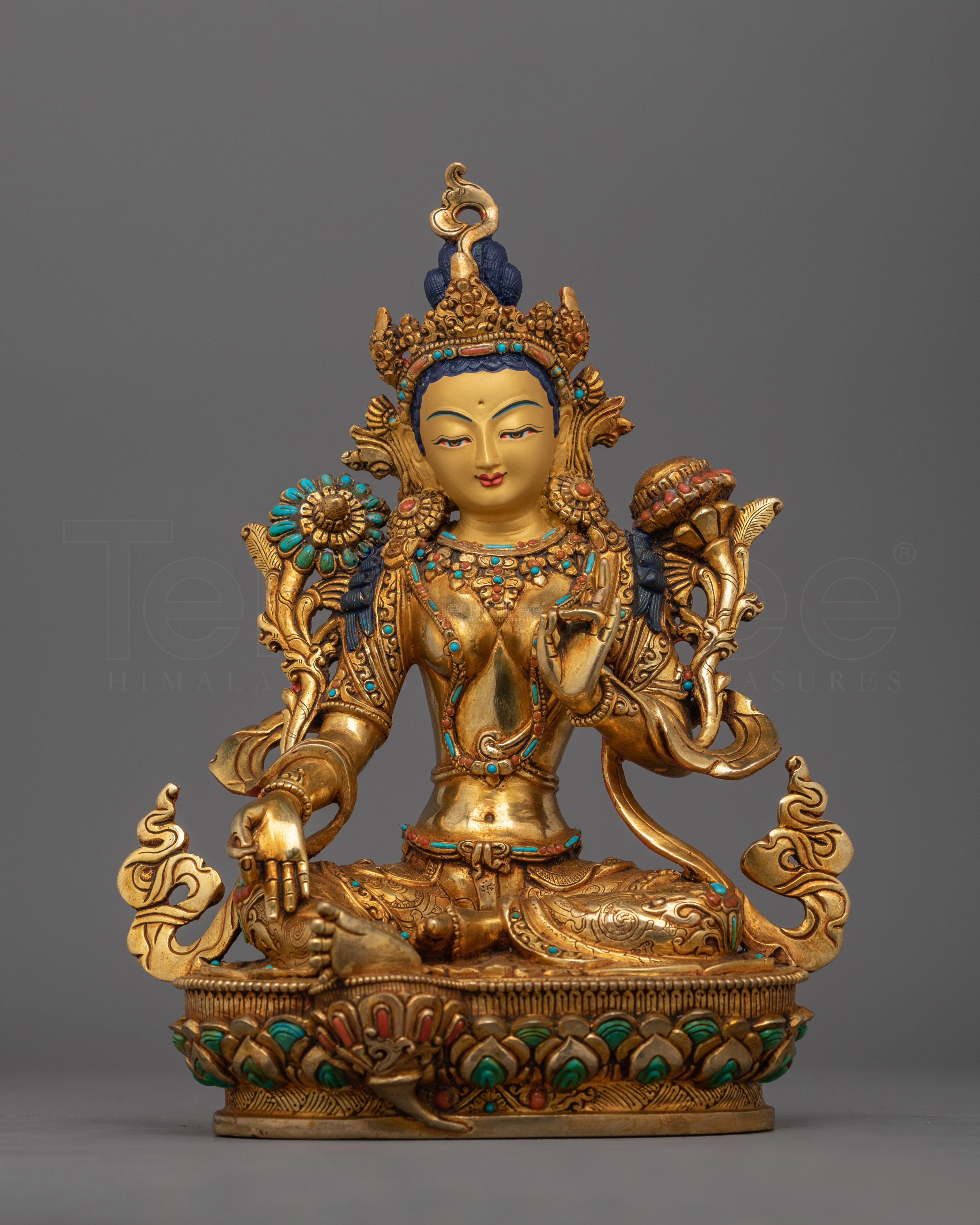 Traditional Buddhist Green Tara Goddess Statue | Protector from Fear Traditional Statue