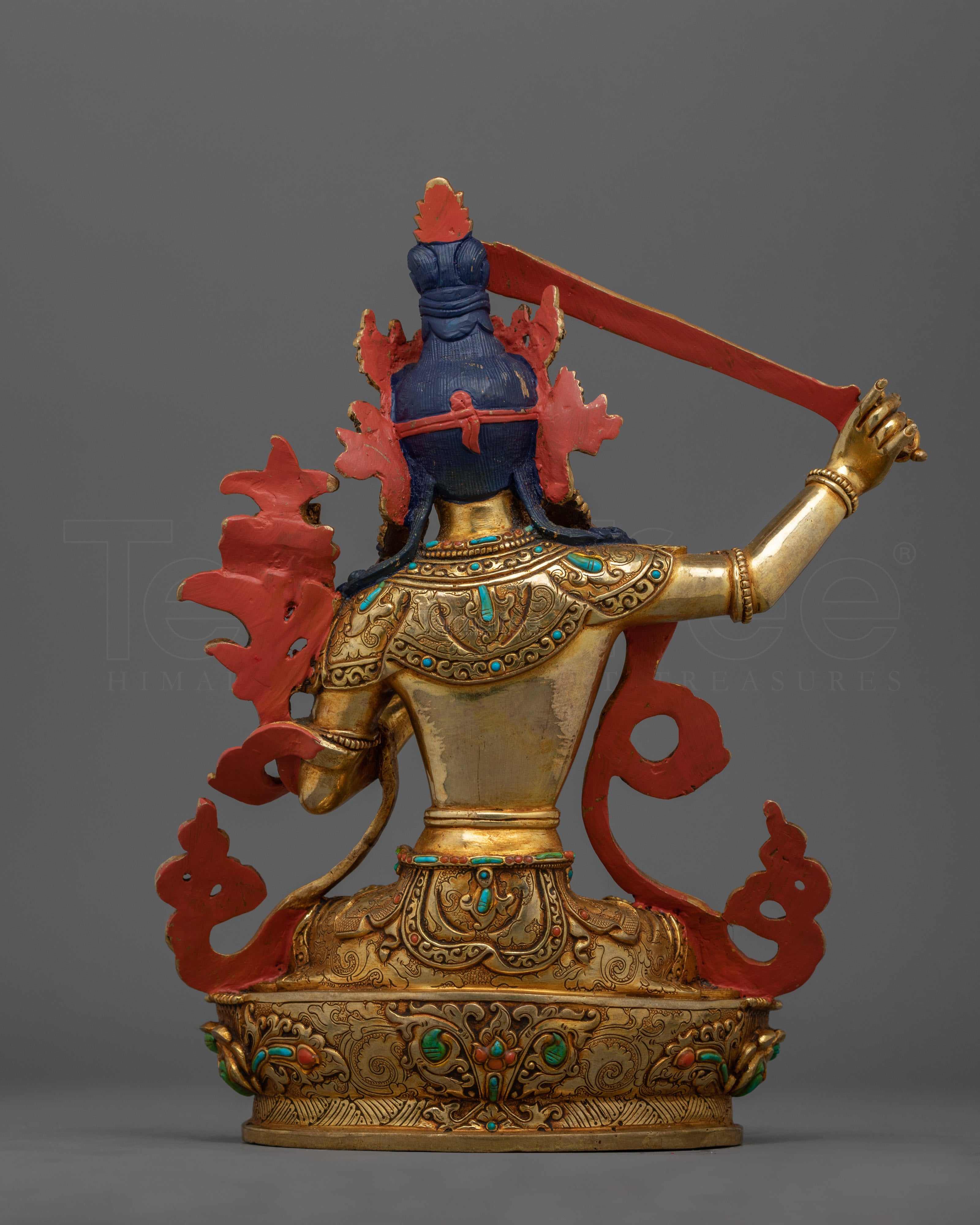 Hand-carved Budhhist Bodhisattva Manjushri Statue | Guide to Inner Awakening Figurine