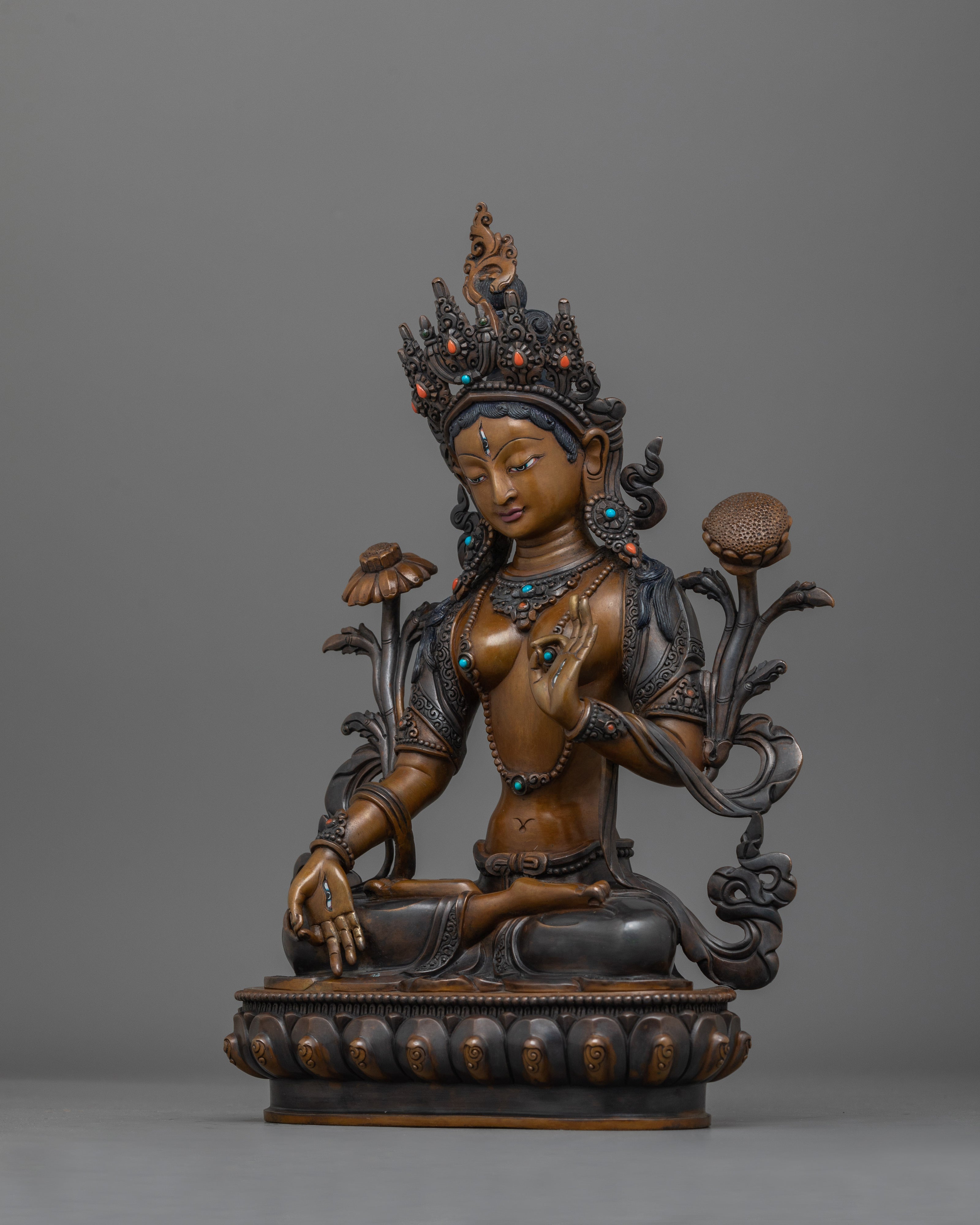 Goddess of Compassion and Healing White Tara | Copper Body, Buddhist Healing Statue