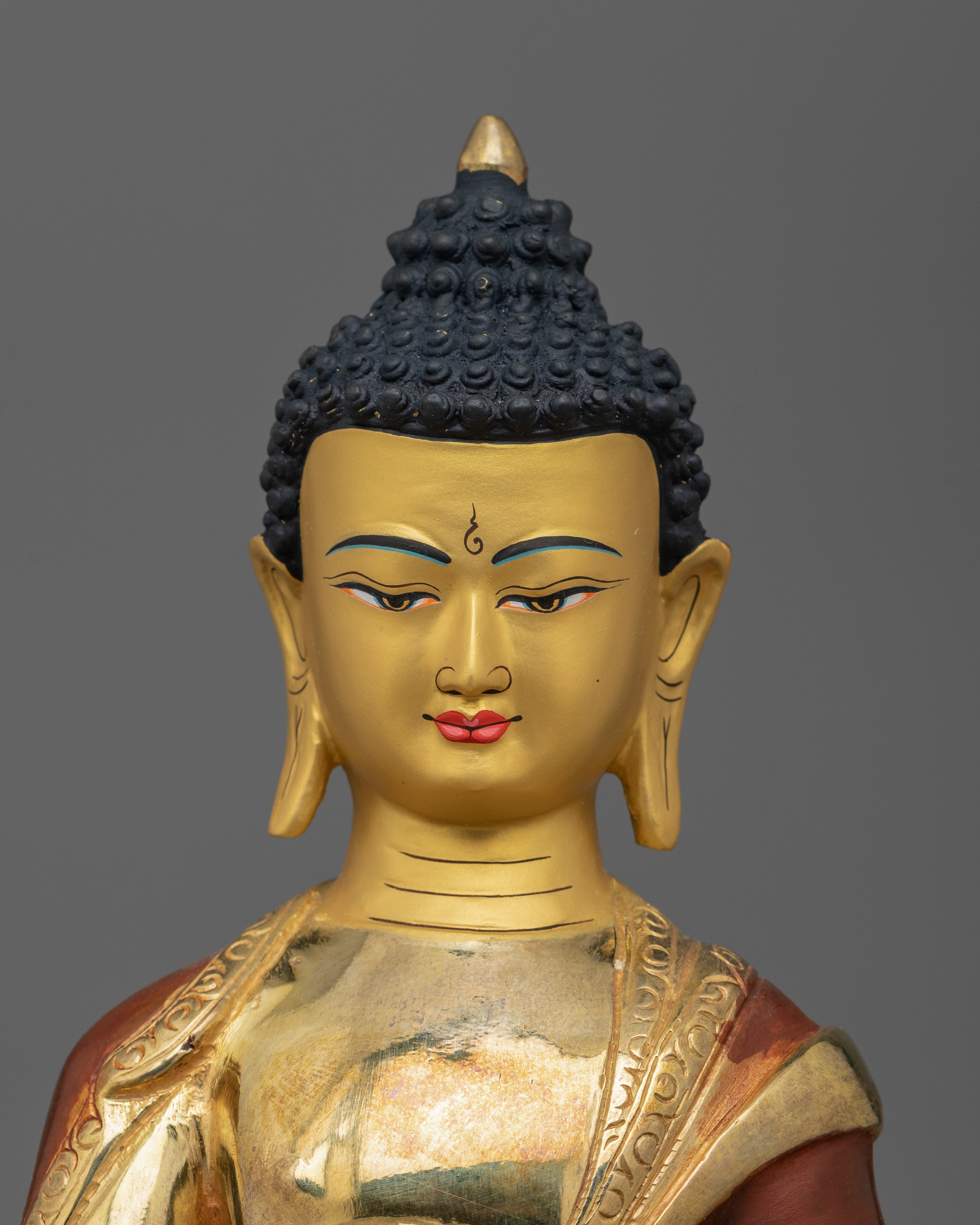 Gold Gilded Buddha Set Figurine | Shakyamuni, Amitabha, Medicine Set in Oxidized Copper