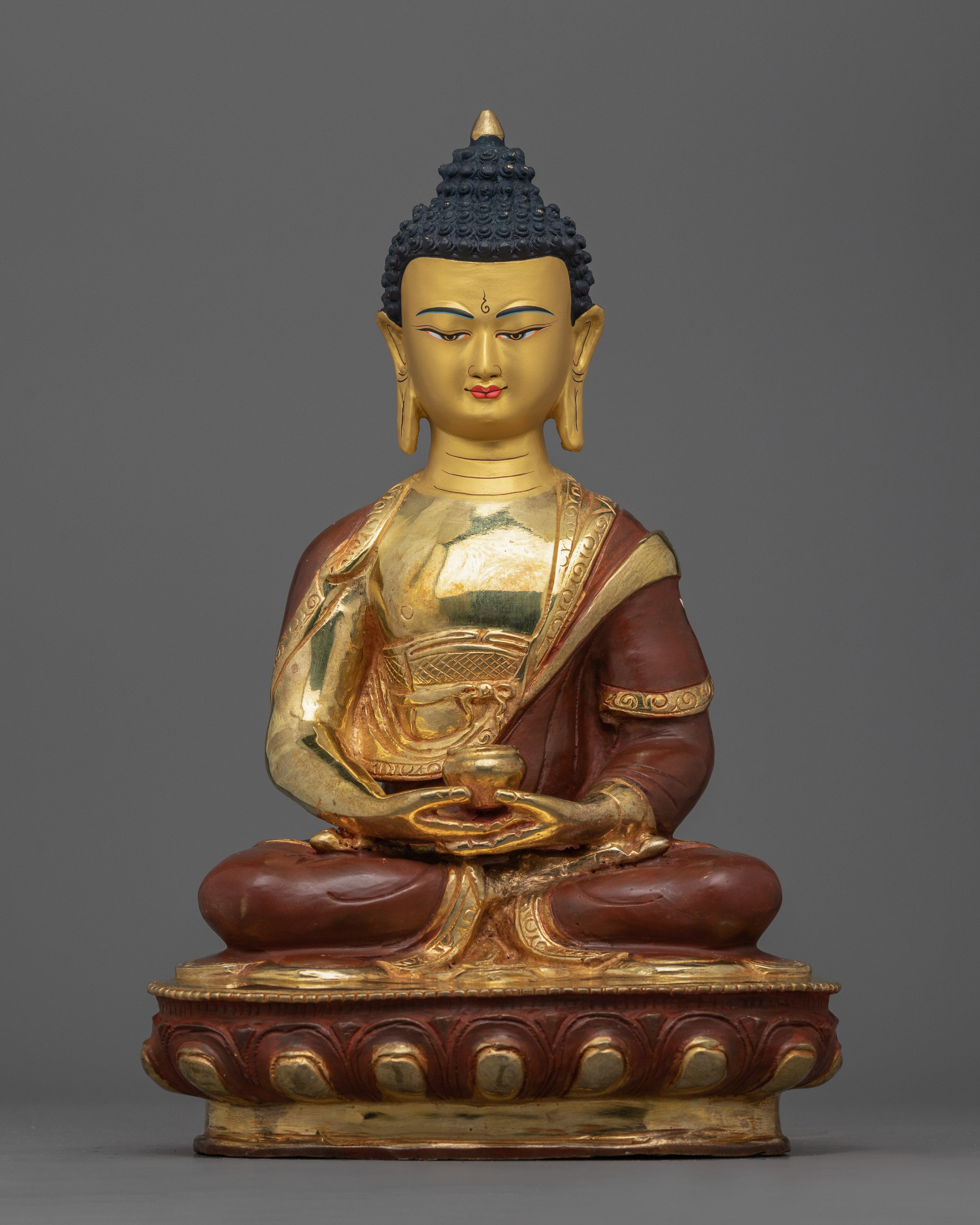 Gold Gilded Buddha Set Figurine | Shakyamuni, Amitabha, Medicine Set in Oxidized Copper