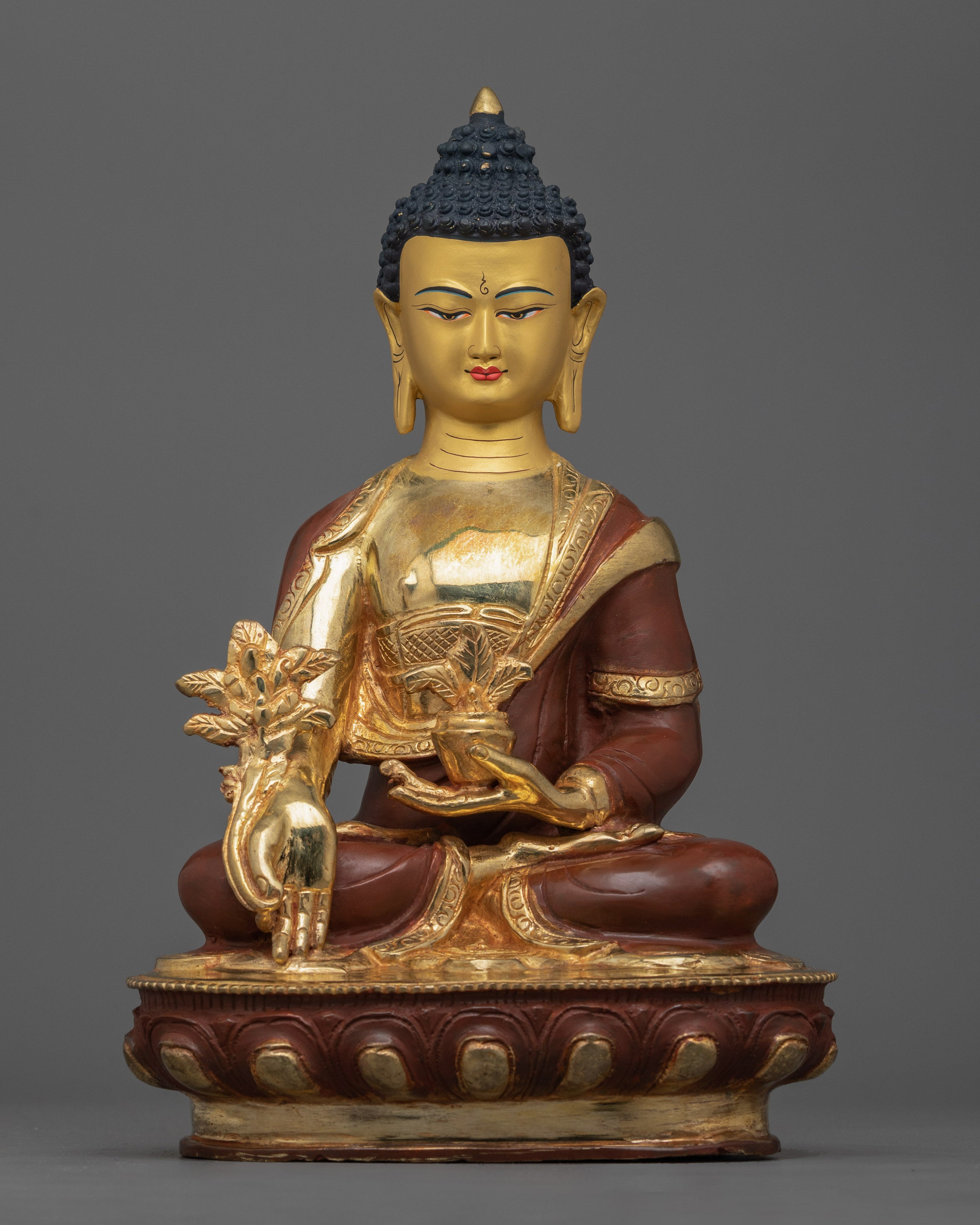 Gold Gilded Buddha Set Figurine | Shakyamuni, Amitabha, Medicine Set in Oxidized Copper
