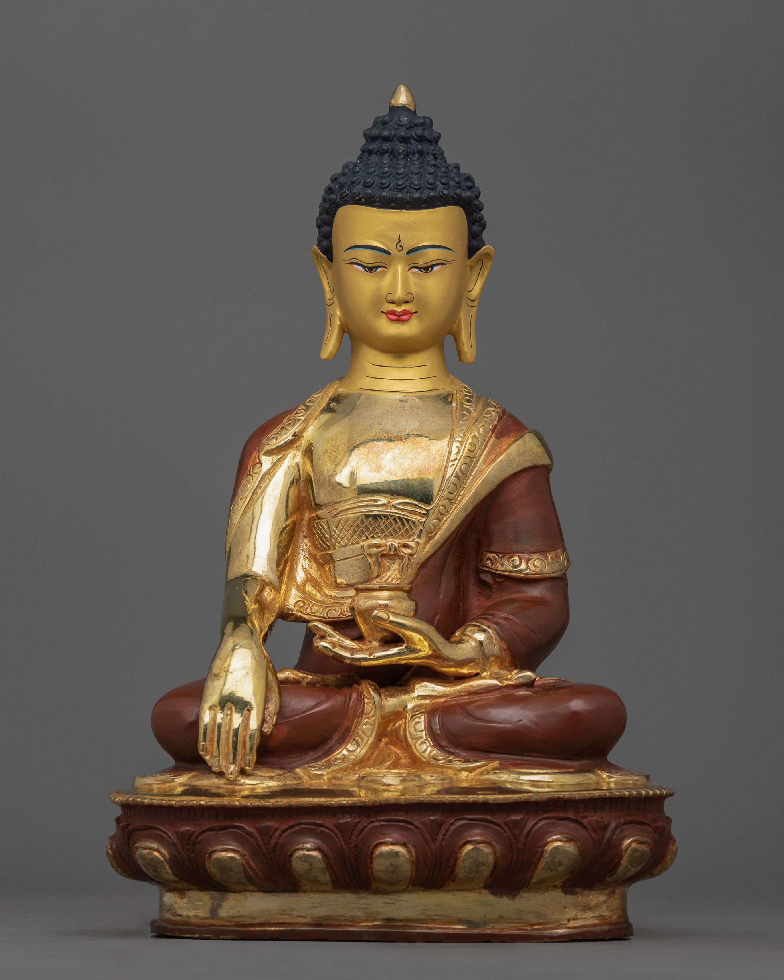 Gold Gilded Buddha Set Figurine | Shakyamuni, Amitabha, Medicine Set in Oxidized Copper