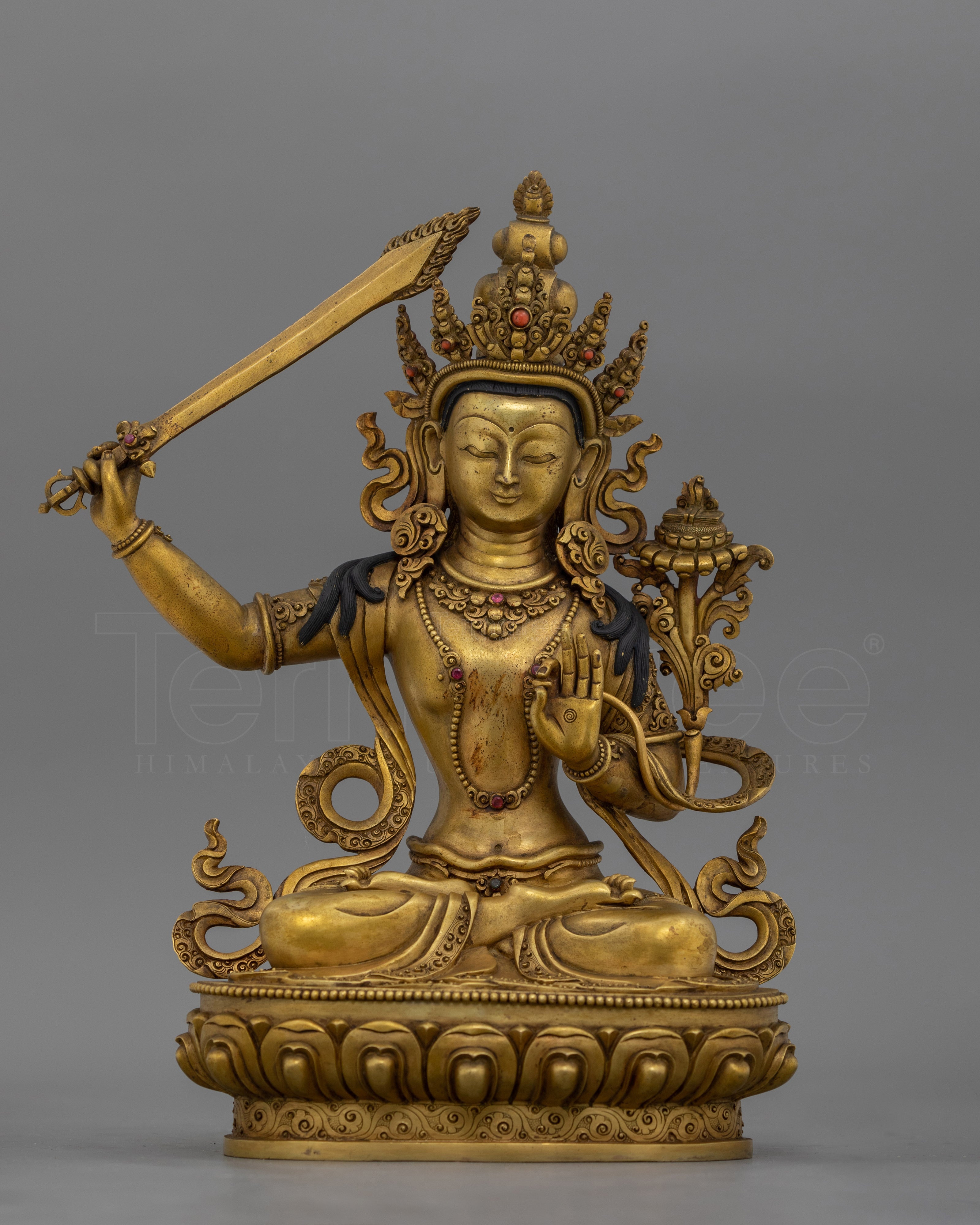 Elegant Antique Finished Manjushri Bodhisattva | Enlightenment and Wisdom Buddha