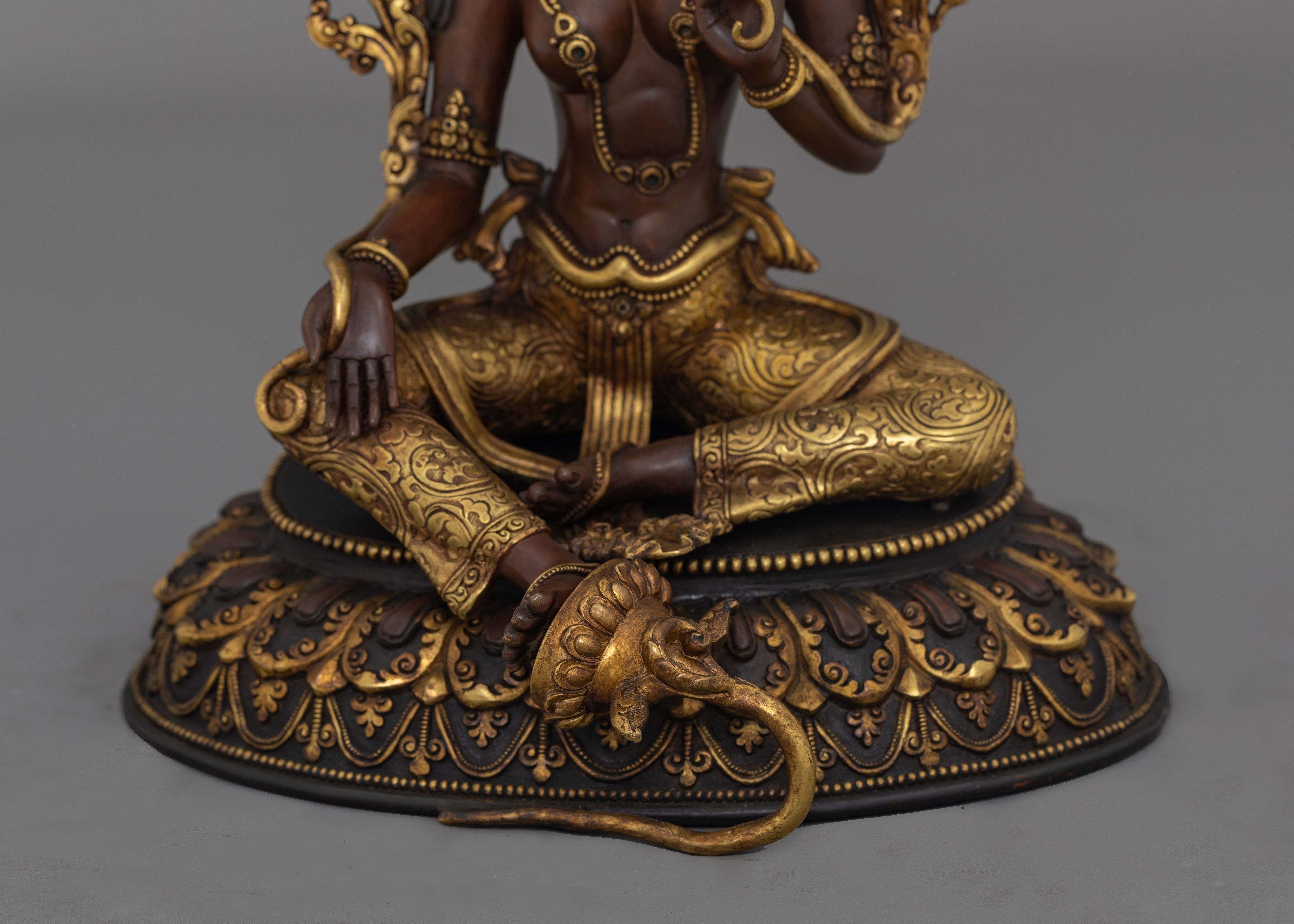 Handcrafted Green Tara Deity Statue in Oxidized Copper | Symbol of Compassion