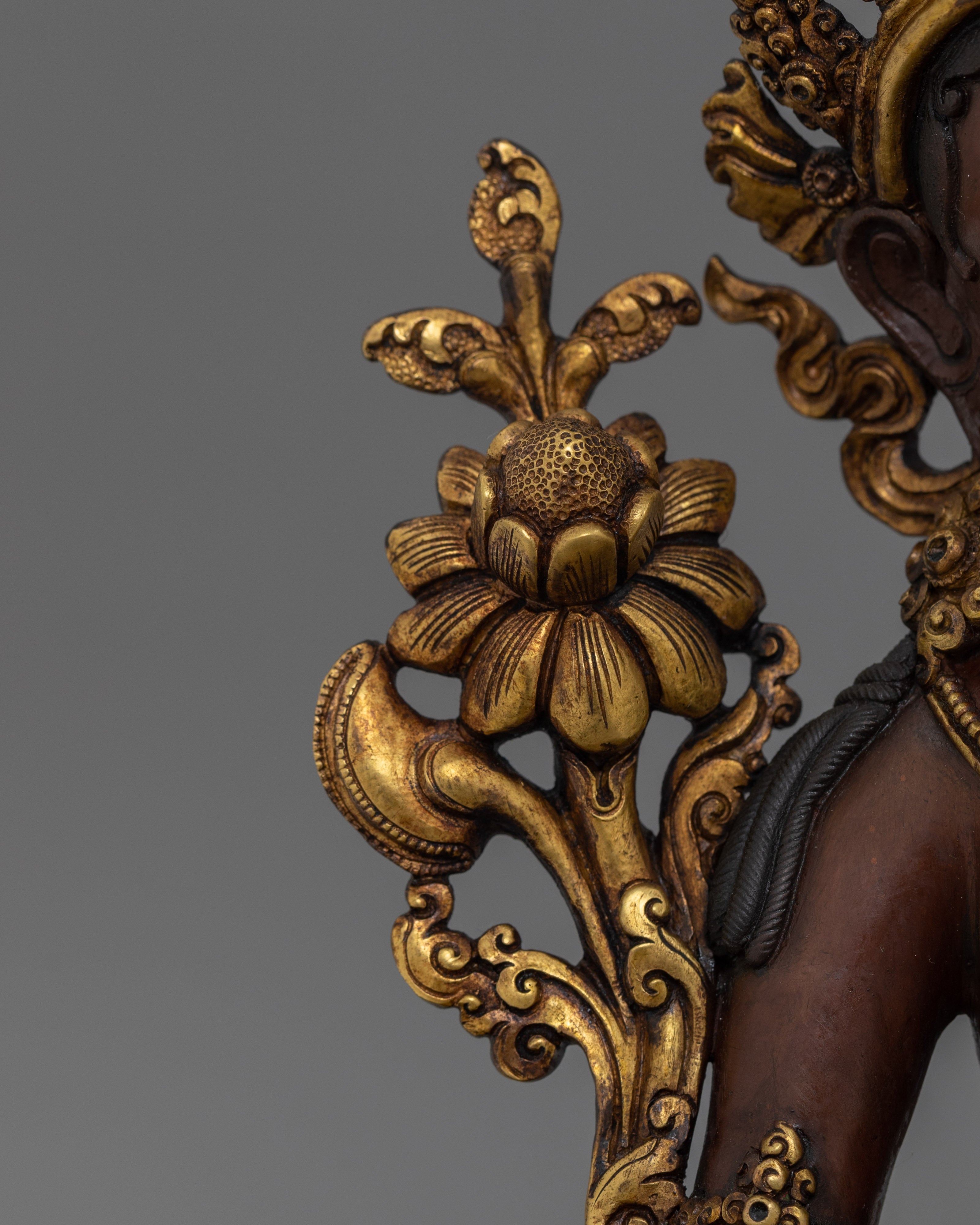 Handcrafted Green Tara Deity Statue in Oxidized Copper | Symbol of Compassion