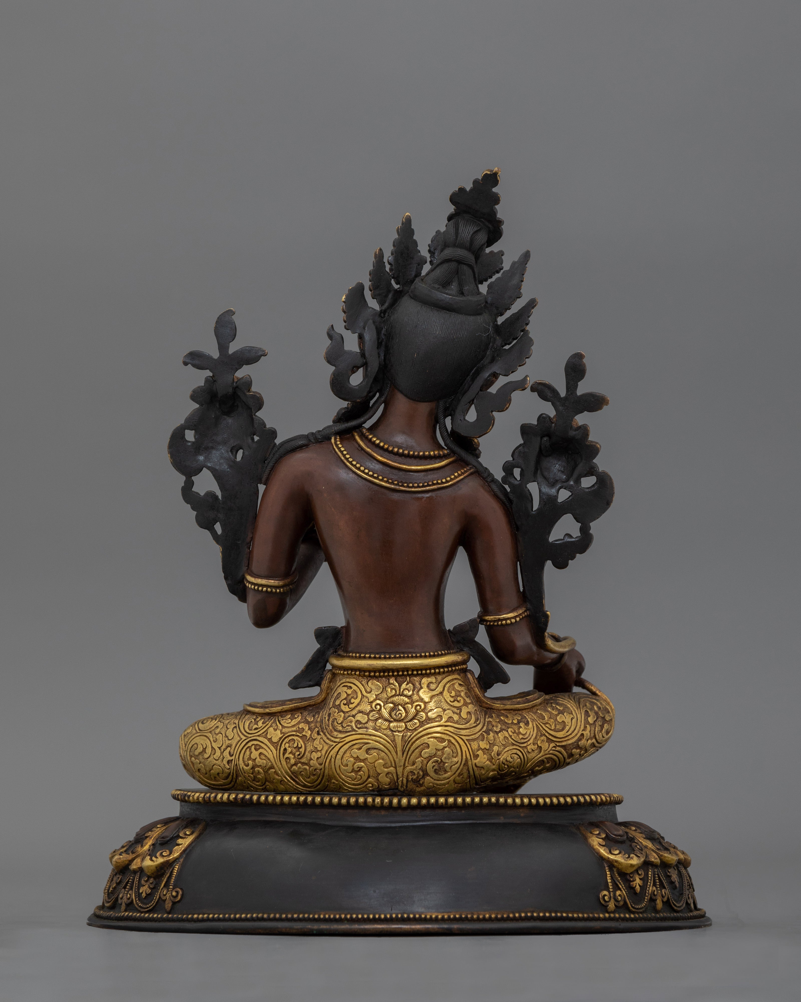 Handcrafted Green Tara Deity Statue in Oxidized Copper | Symbol of Compassion