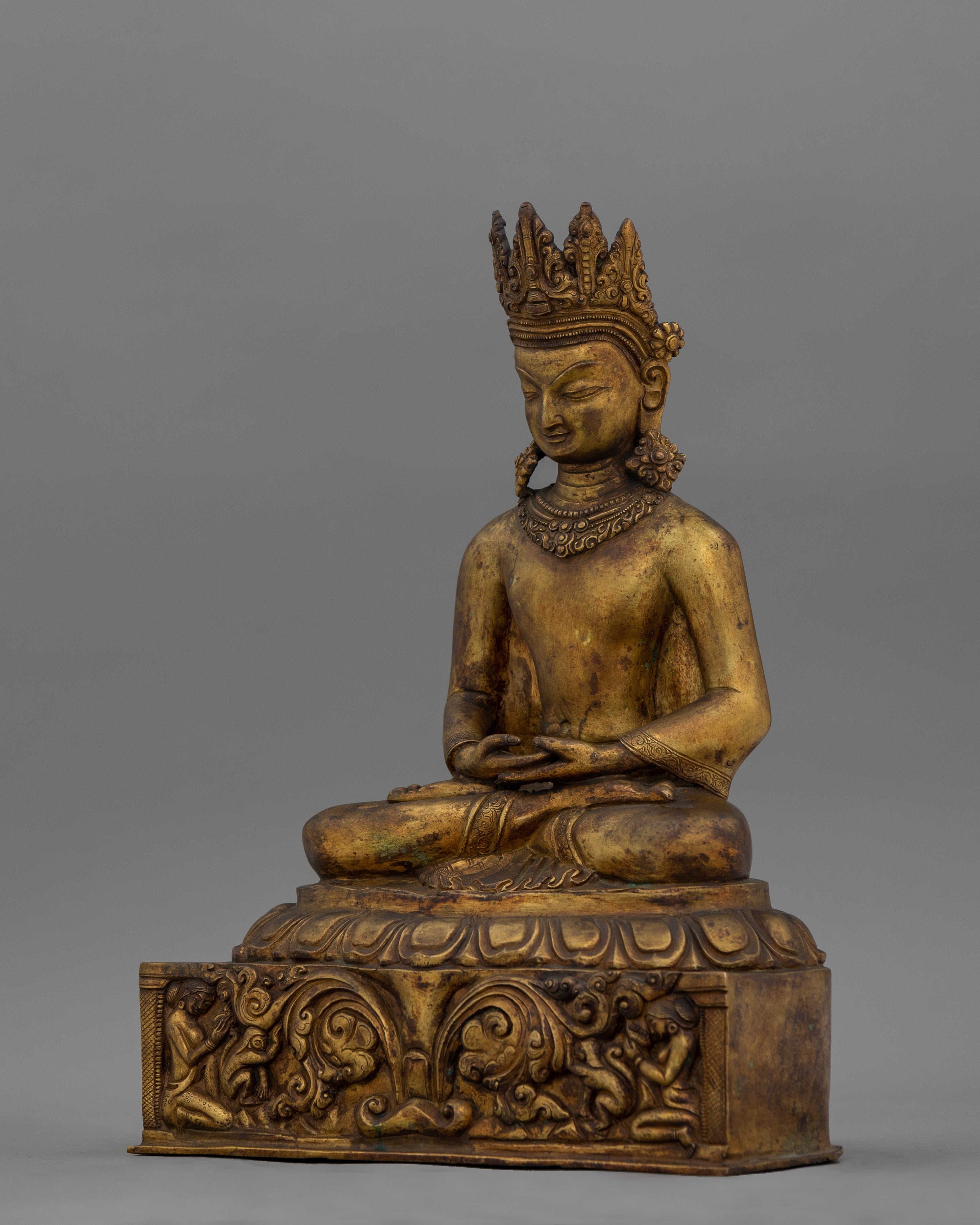 Antique Finish Meditative Amitabha Buddha Figurine | Tibetan Pure Land Buddha