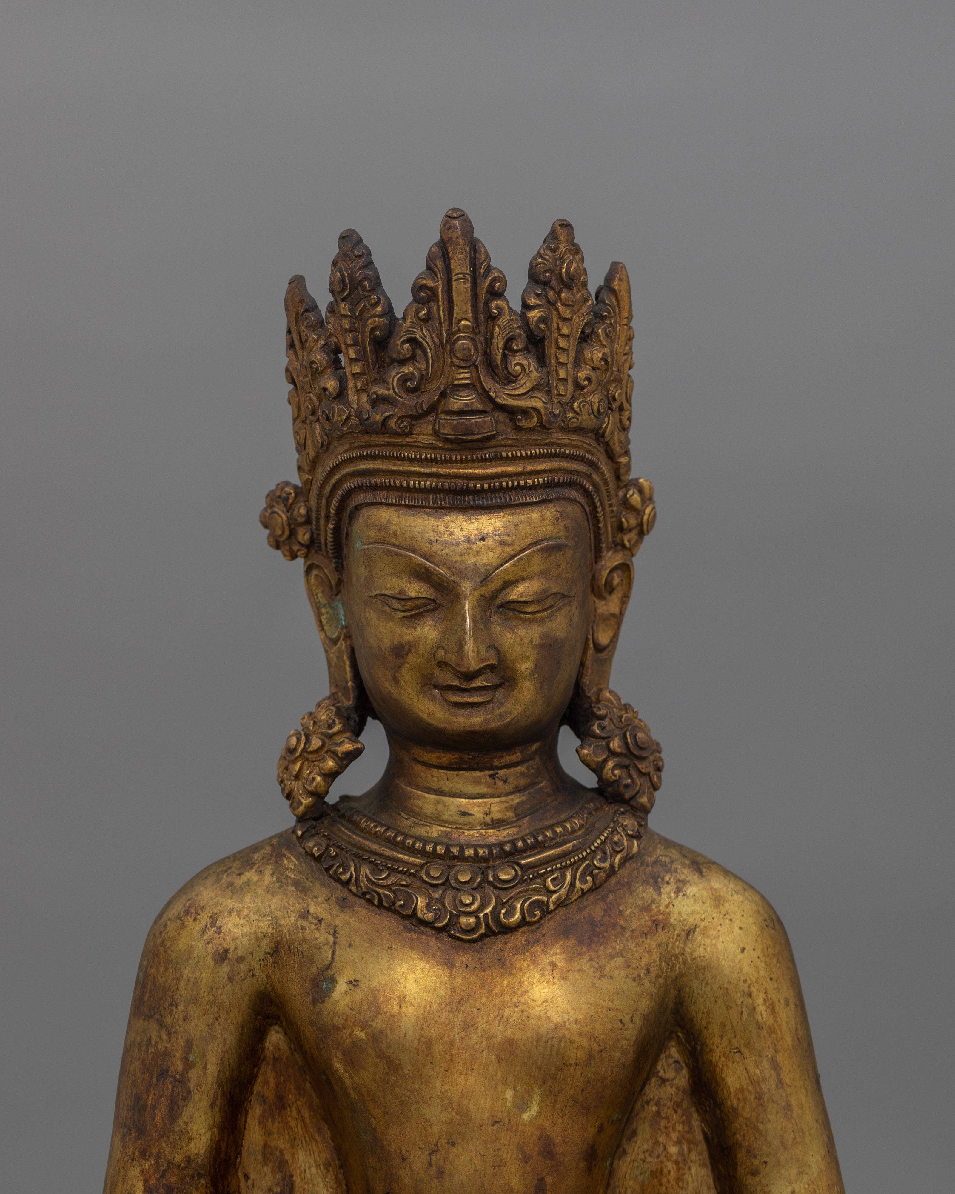 Antique Finish Meditative Amitabha Buddha Figurine | Tibetan Pure Land Buddha