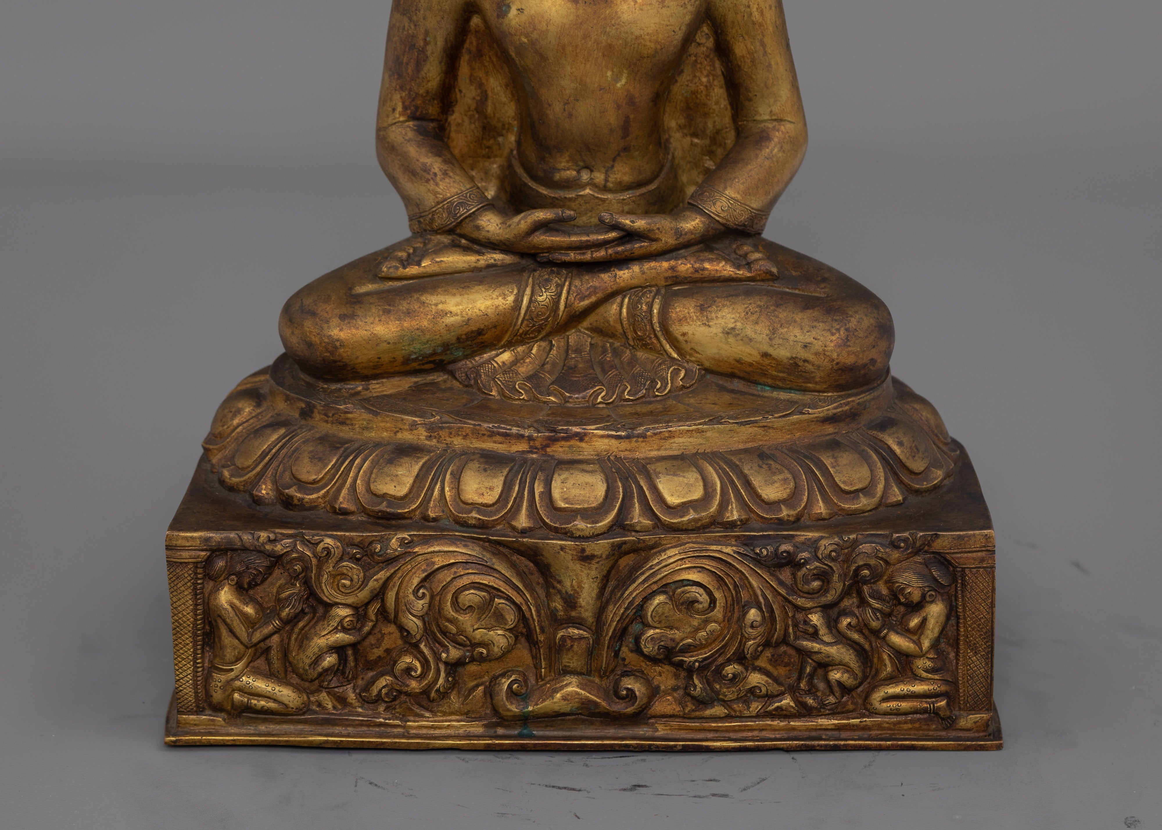 Antique Finish Meditative Amitabha Buddha Figurine | Tibetan Pure Land Buddha