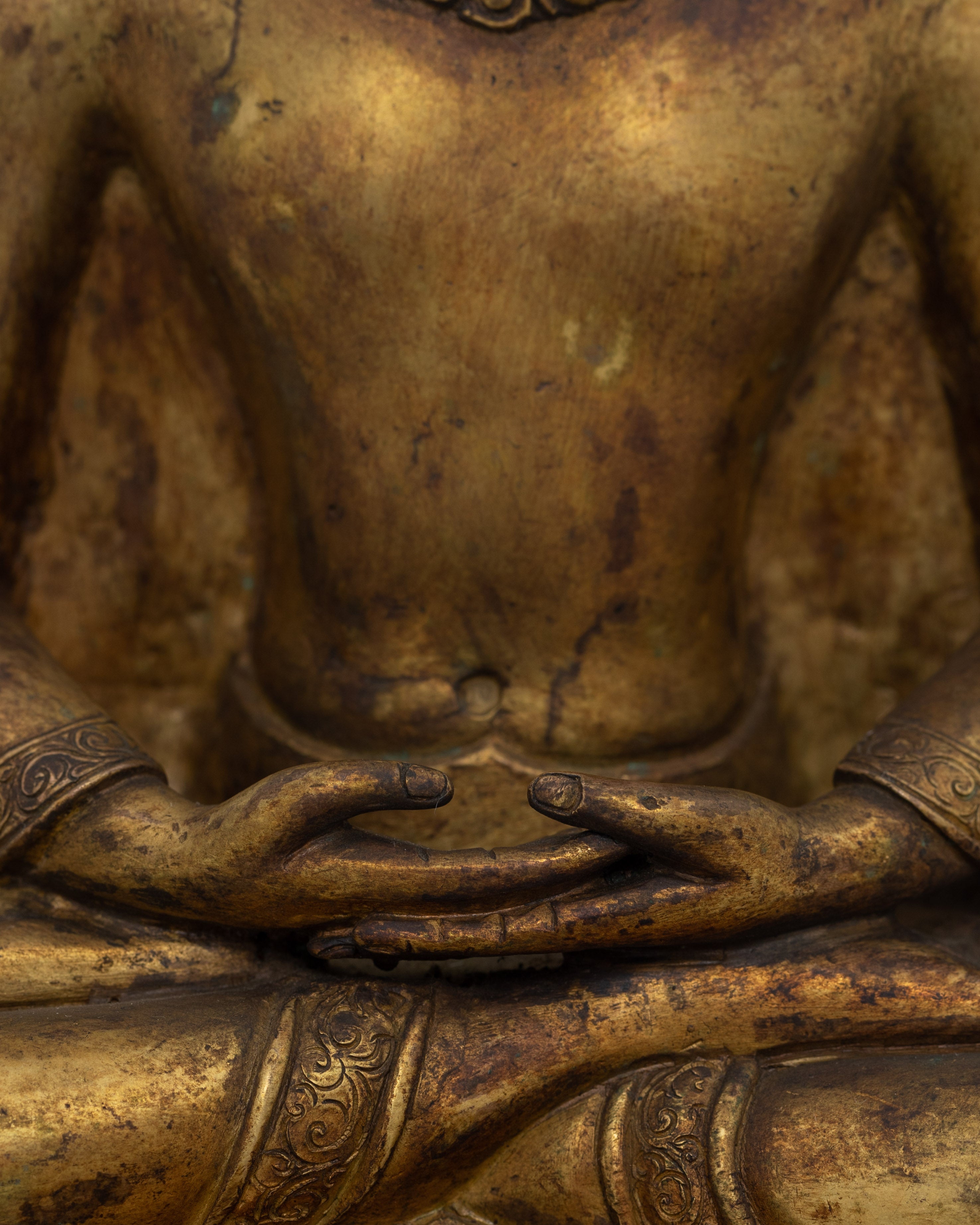 Antique Finish Meditative Amitabha Buddha Figurine | Tibetan Pure Land Buddha