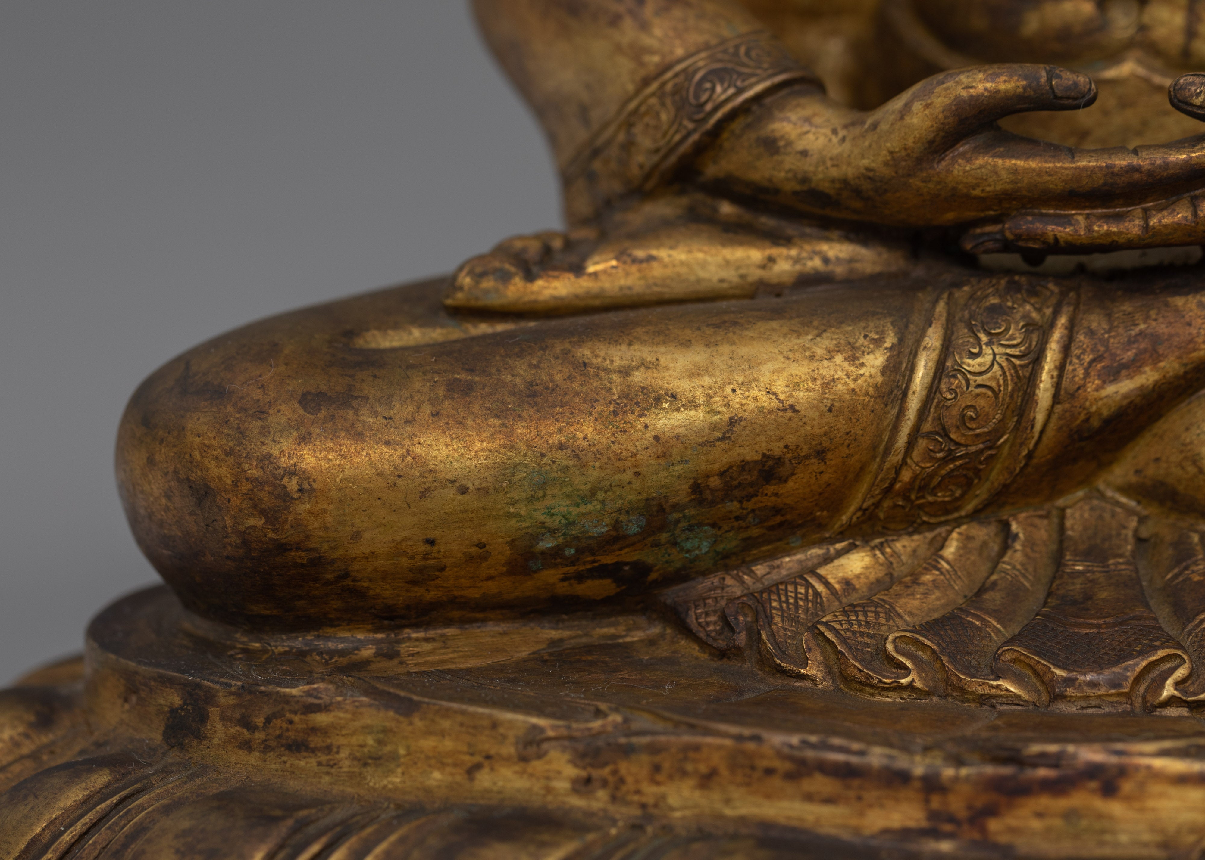 Antique Finish Meditative Amitabha Buddha Figurine | Tibetan Pure Land Buddha