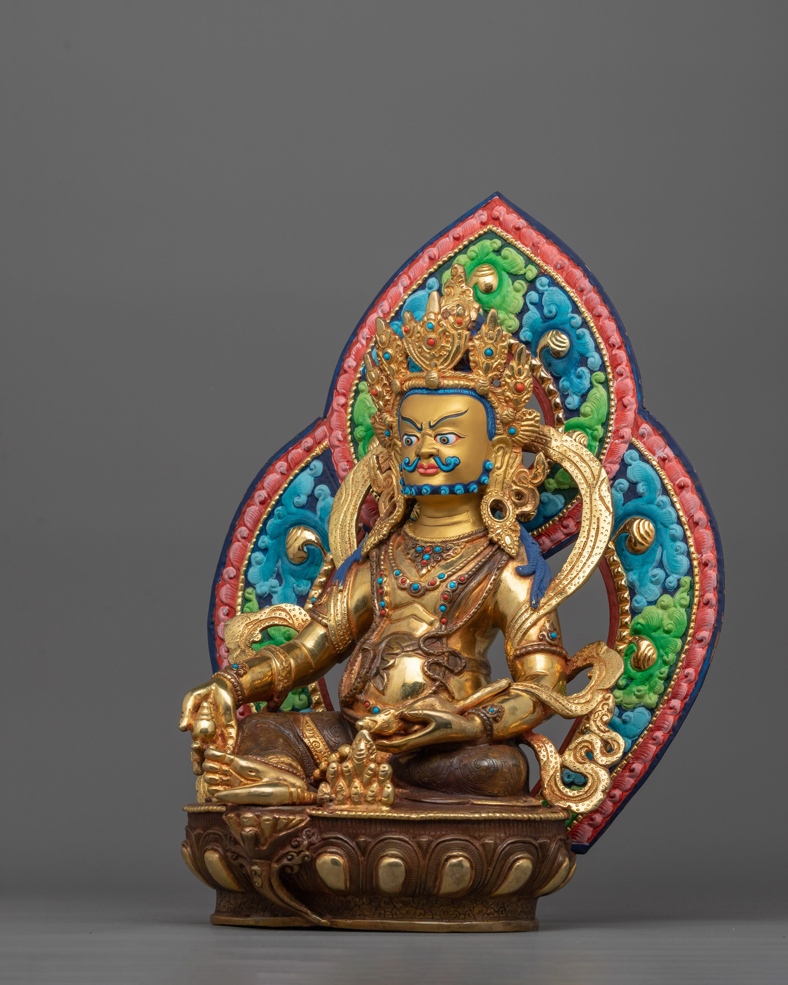 Tradional Tibetan Buddhist Dzambhala Statue of Wealth | Semi Wrathful Artwork
