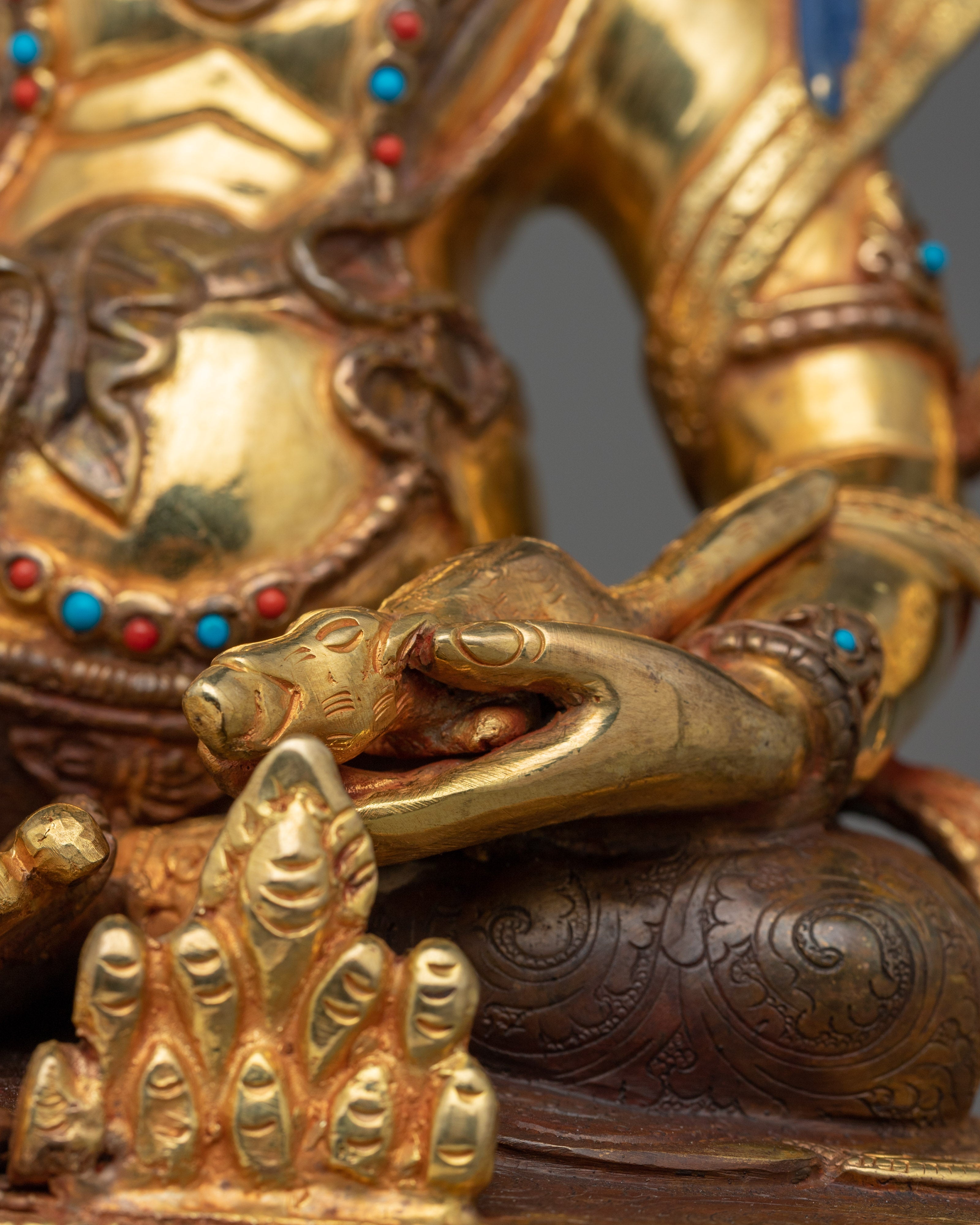 Tradional Tibetan Buddhist Dzambhala Statue of Wealth | Semi Wrathful Artwork