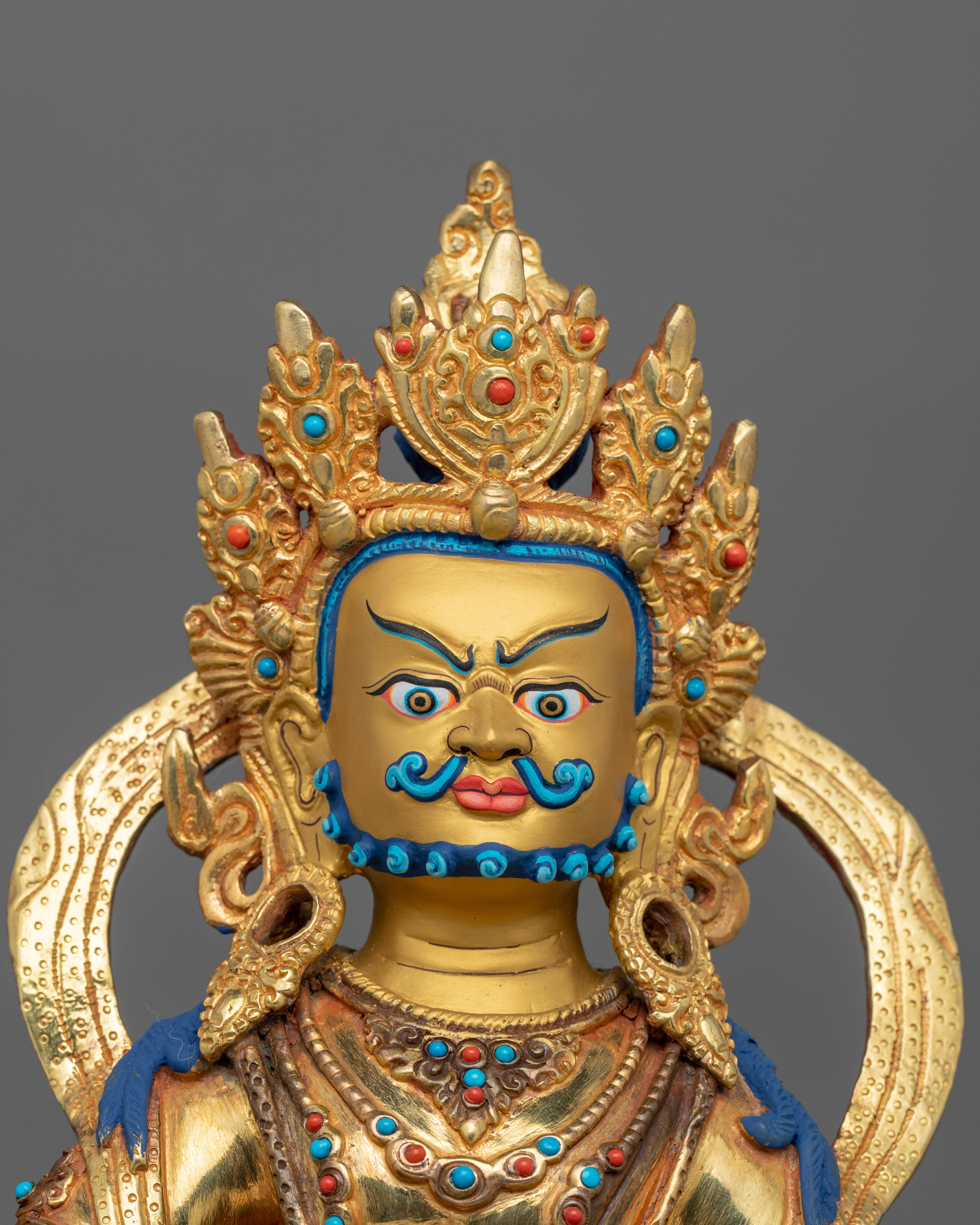Tradional Tibetan Buddhist Dzambhala Statue of Wealth | Semi Wrathful Artwork