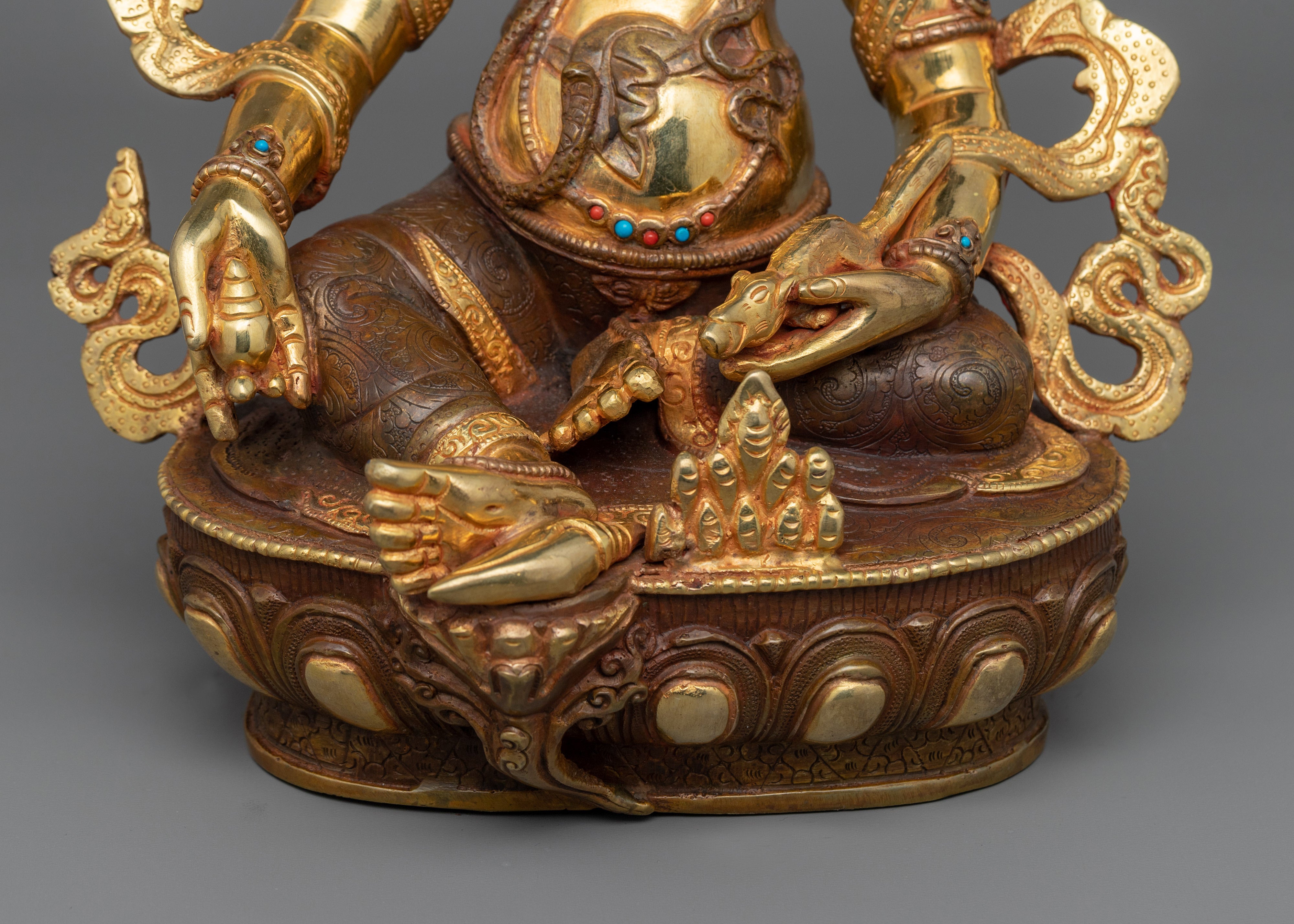 Tradional Tibetan Buddhist Dzambhala Statue of Wealth | Semi Wrathful Artwork