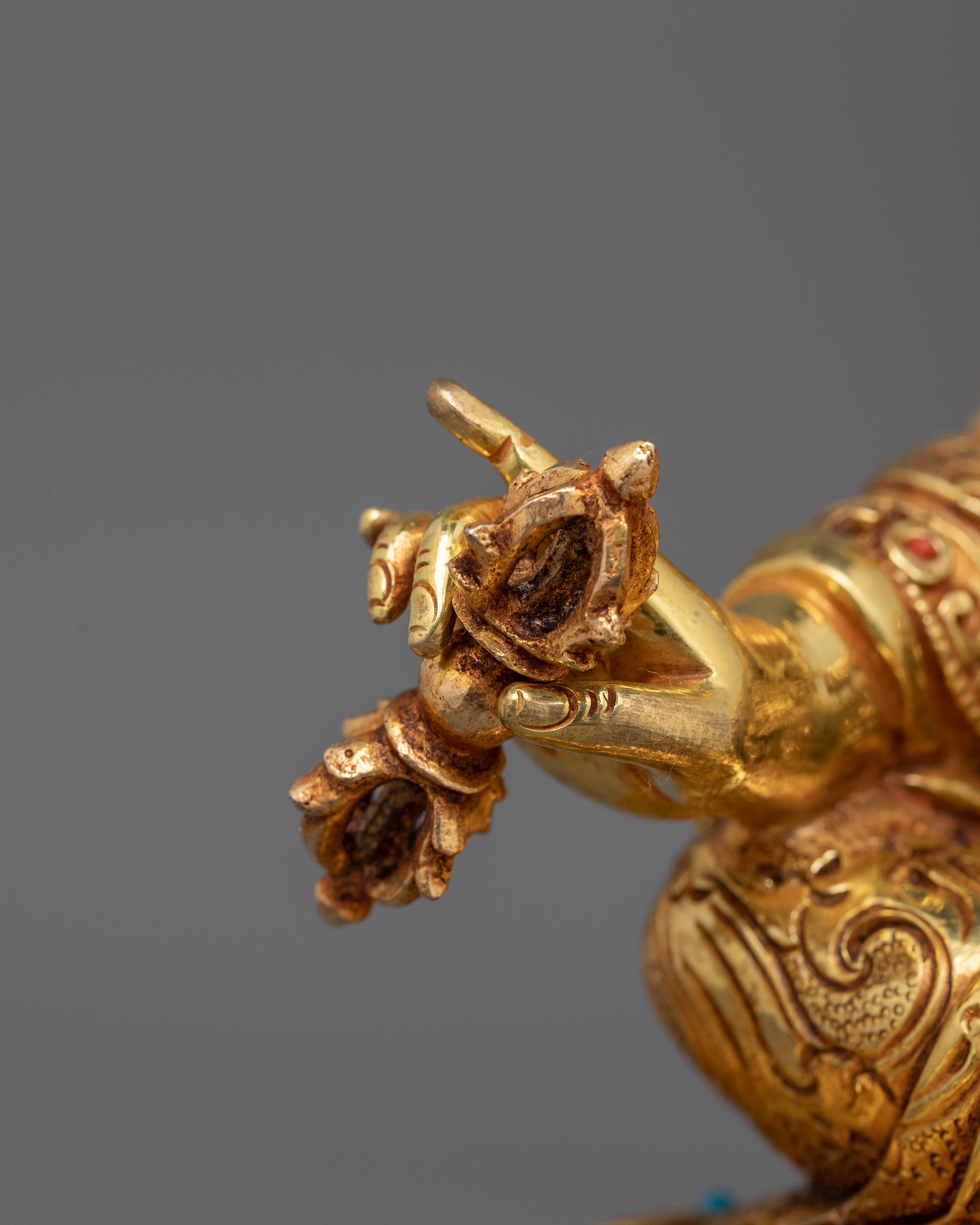 Triple Layer Gold Gilded Guru Rinpoche Statue | Ideal for Spiritual Growth and Home Decor