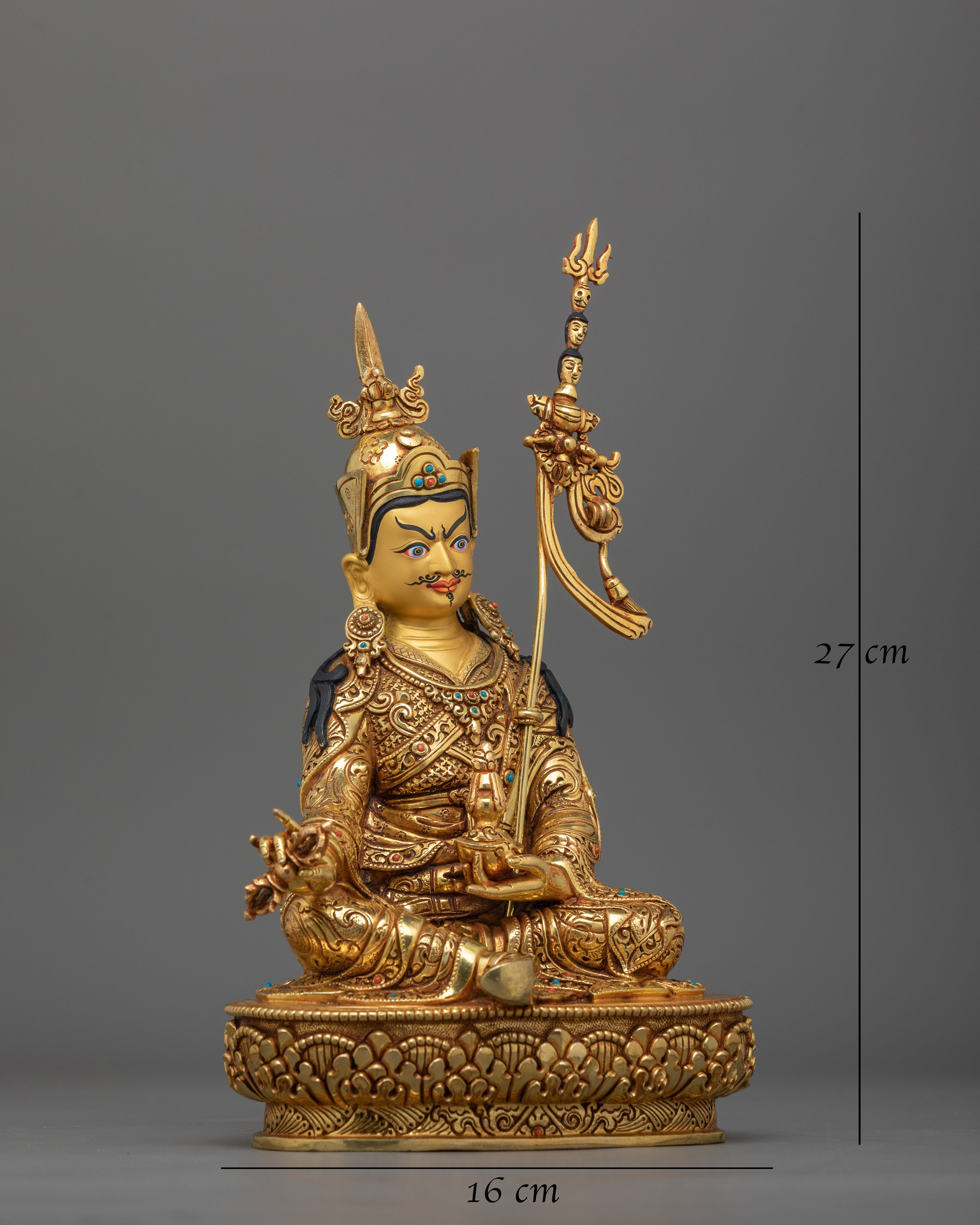 Triple Layer Gold Gilded Guru Rinpoche Statue