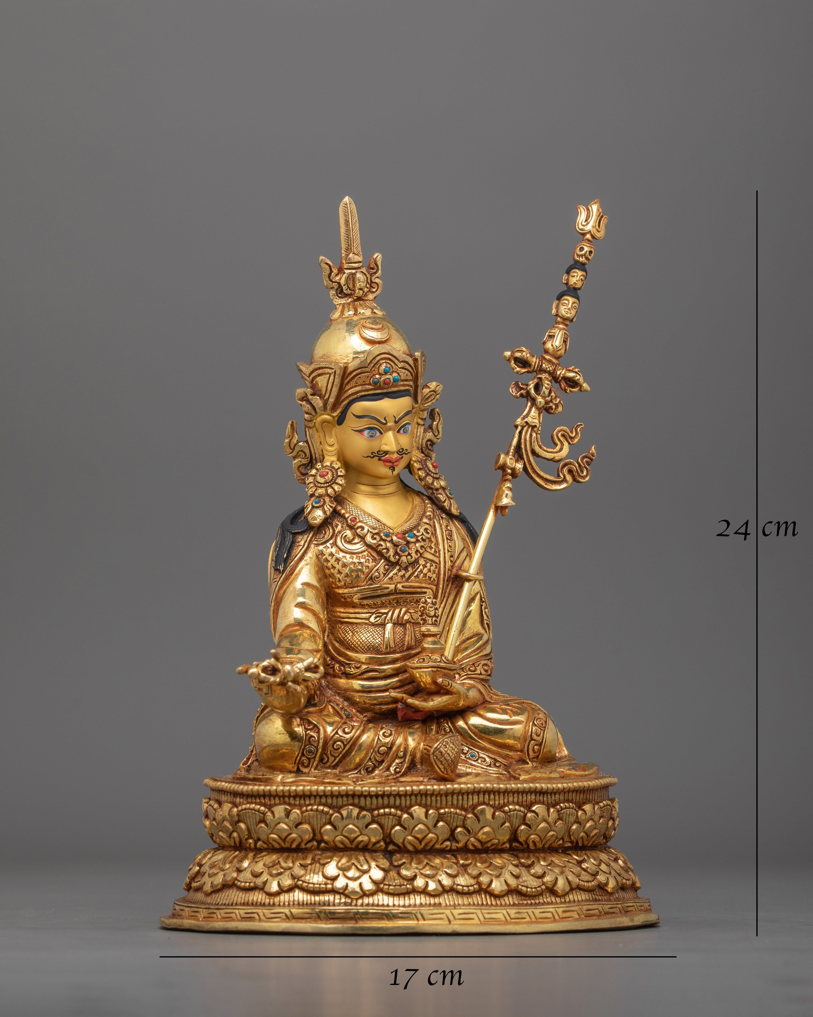 Guru Padmasambhava Gold Gilded Statue