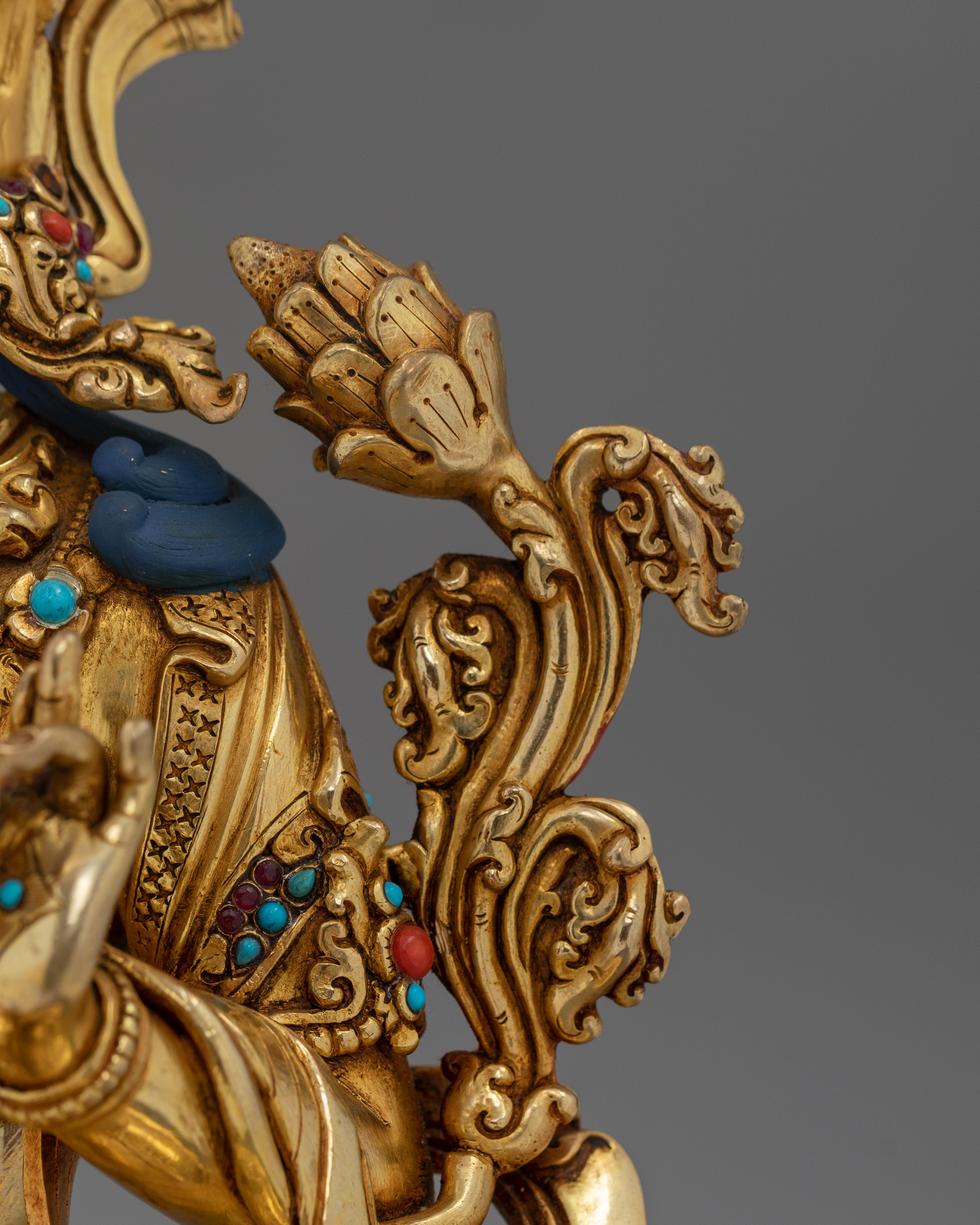 Traditional Hand-carved Green Tara Statue | Compact Spiritual Sculpture for Personal Altar