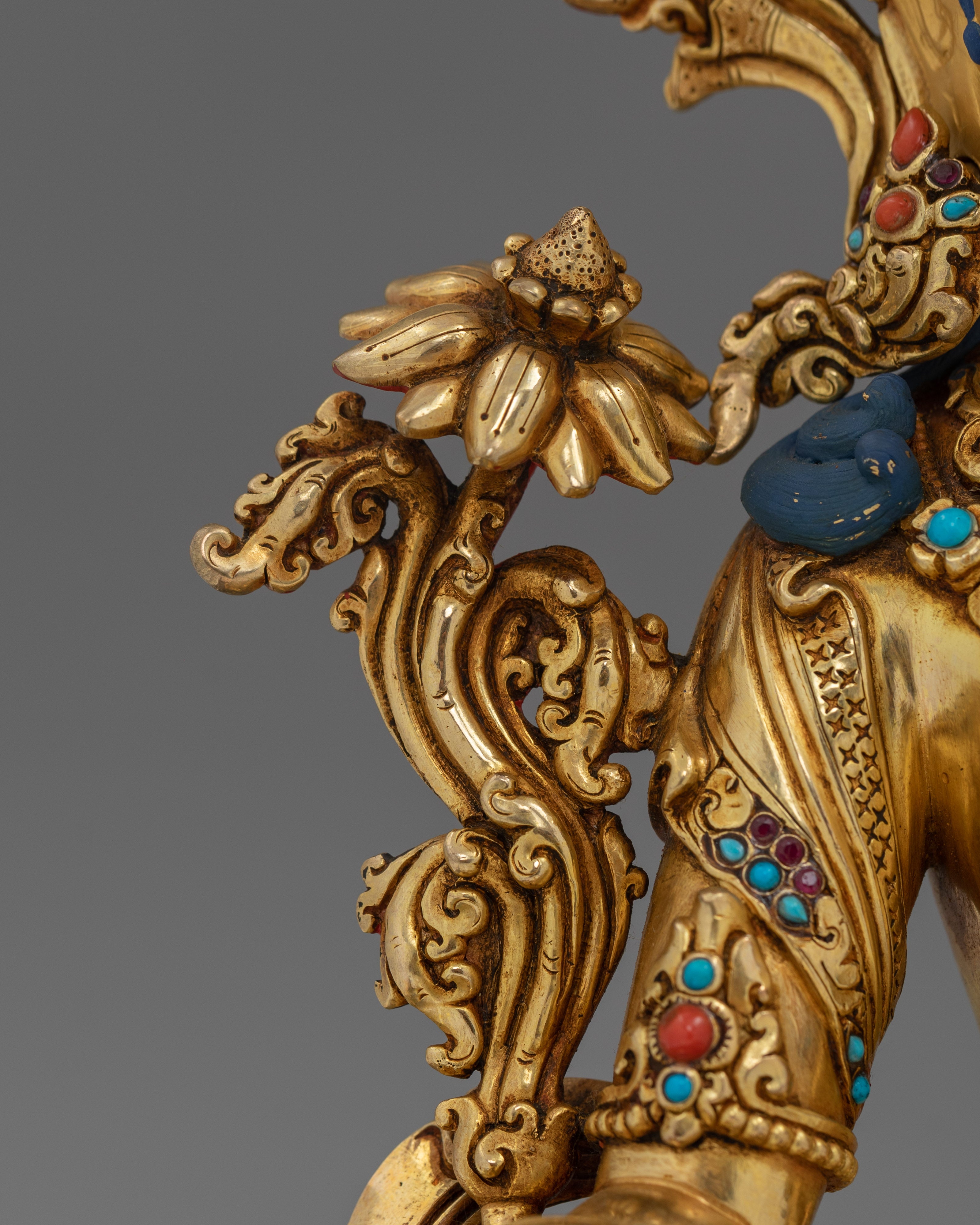 Traditional Hand-carved Green Tara Statue | Compact Spiritual Sculpture for Personal Altar